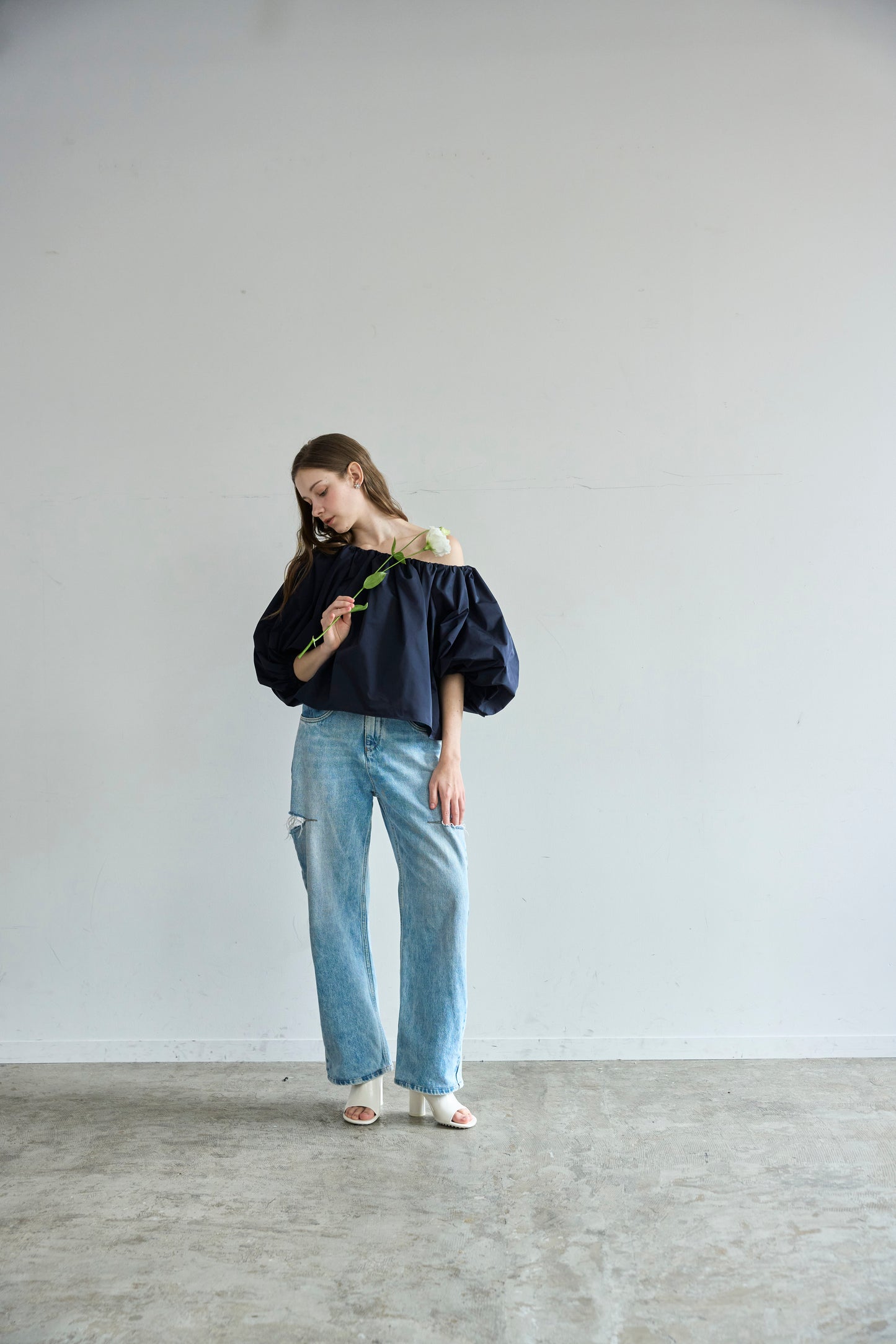 【予約】Otona whip off shoulder(Navy)