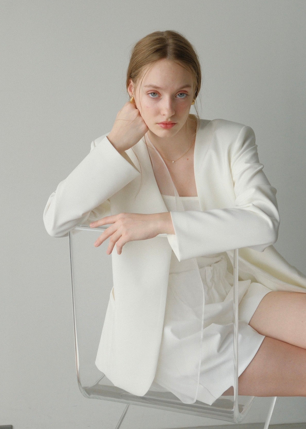 Lady organdy layered jacket / white
