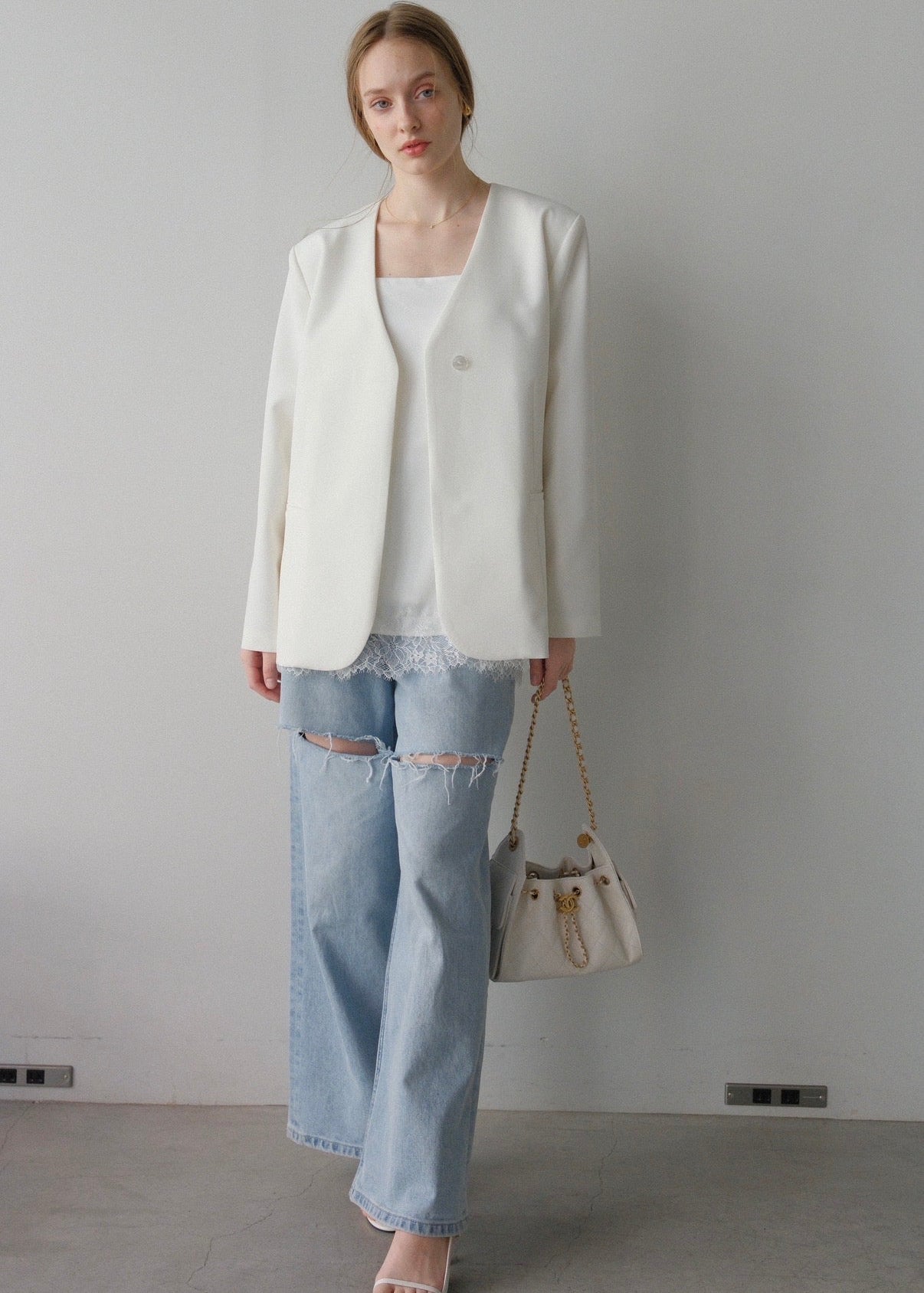 Lady organdy layered jacket / white