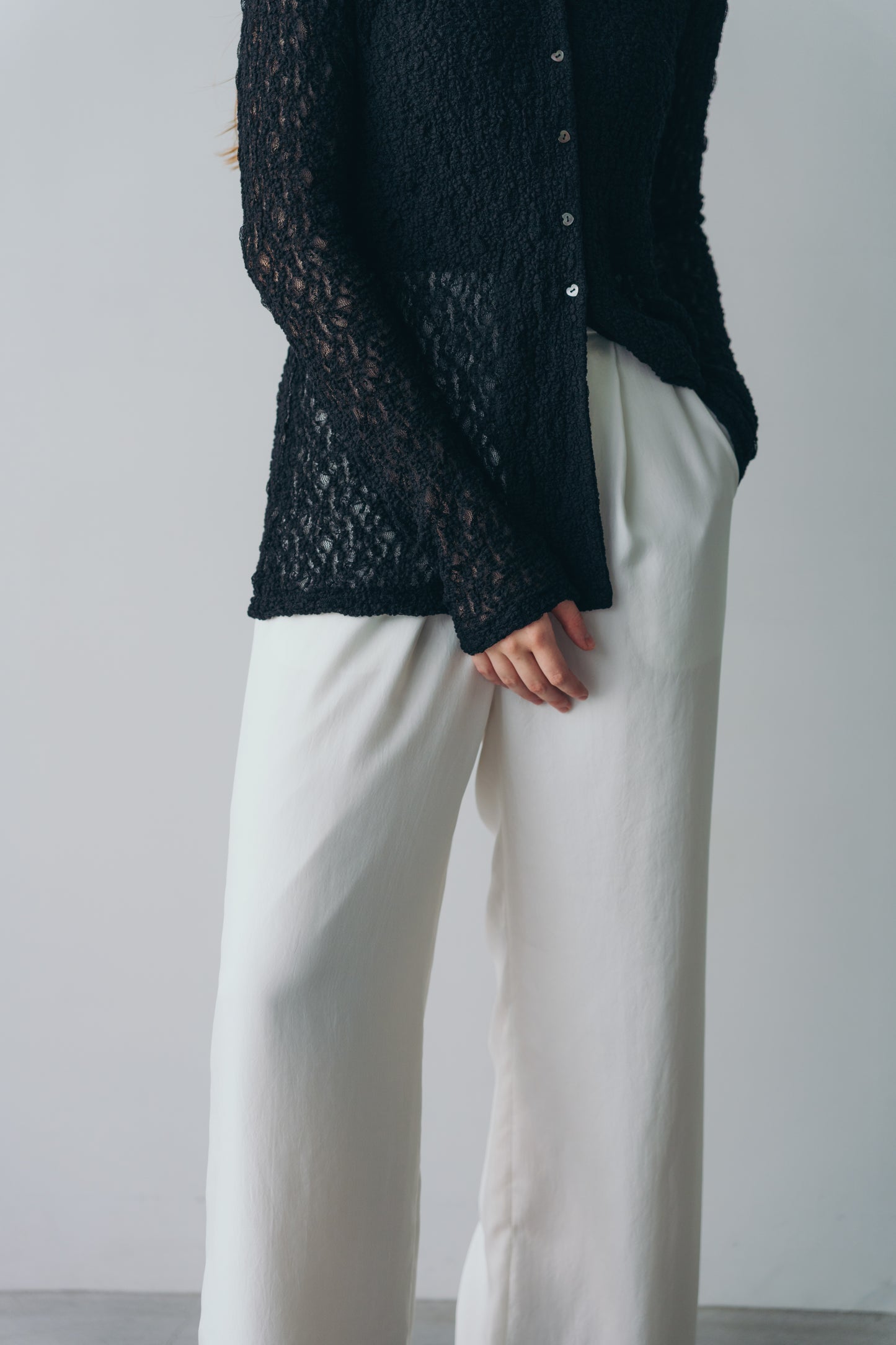 Satin wide pants - White