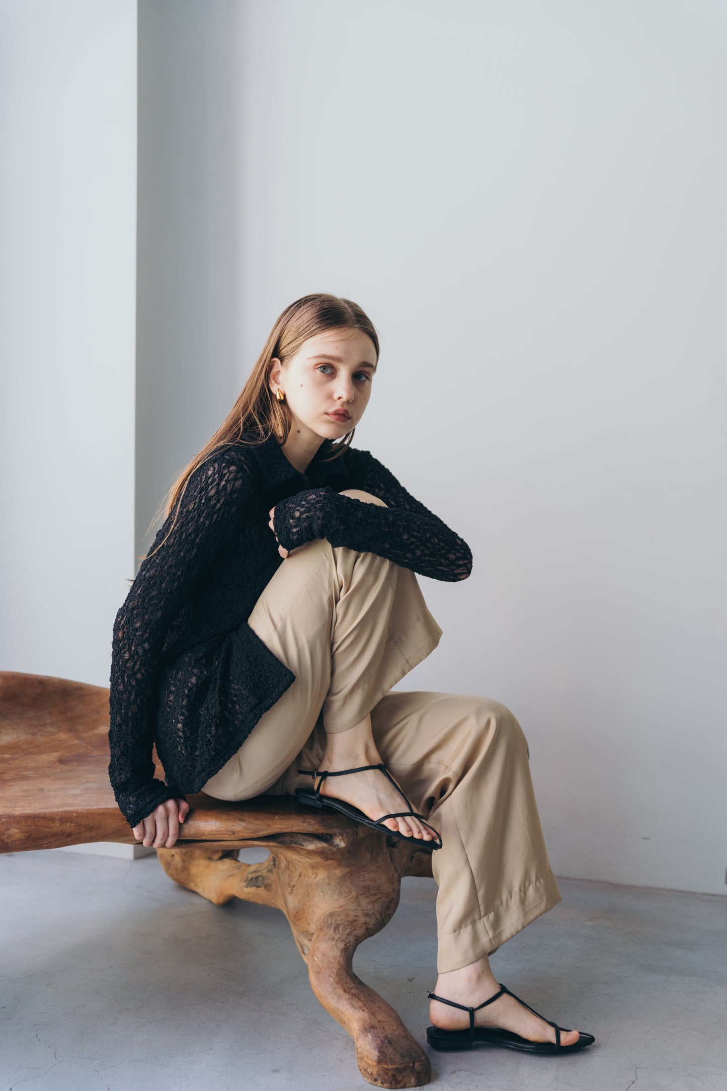 Satin wide pants - beige