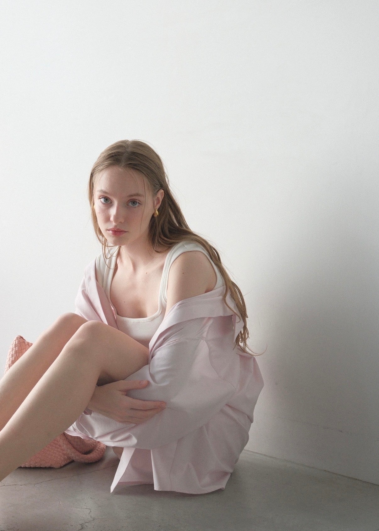 【2nd Pre order】撥水 2way silky over shirt / baby pink