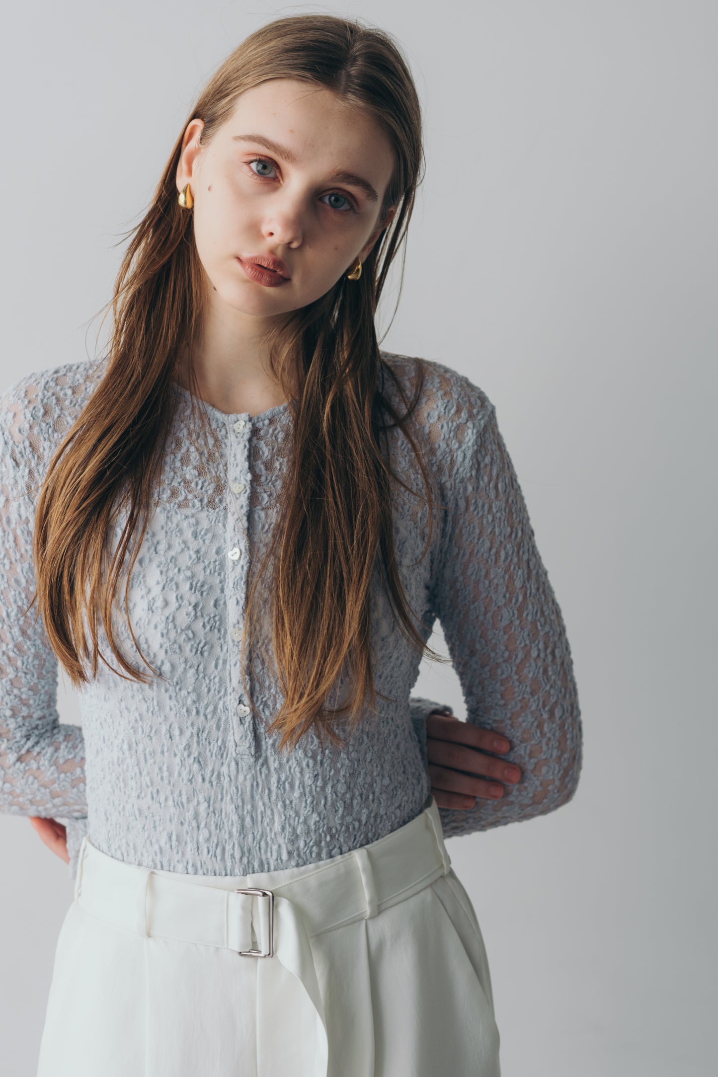 Lace body suit - Blue gray