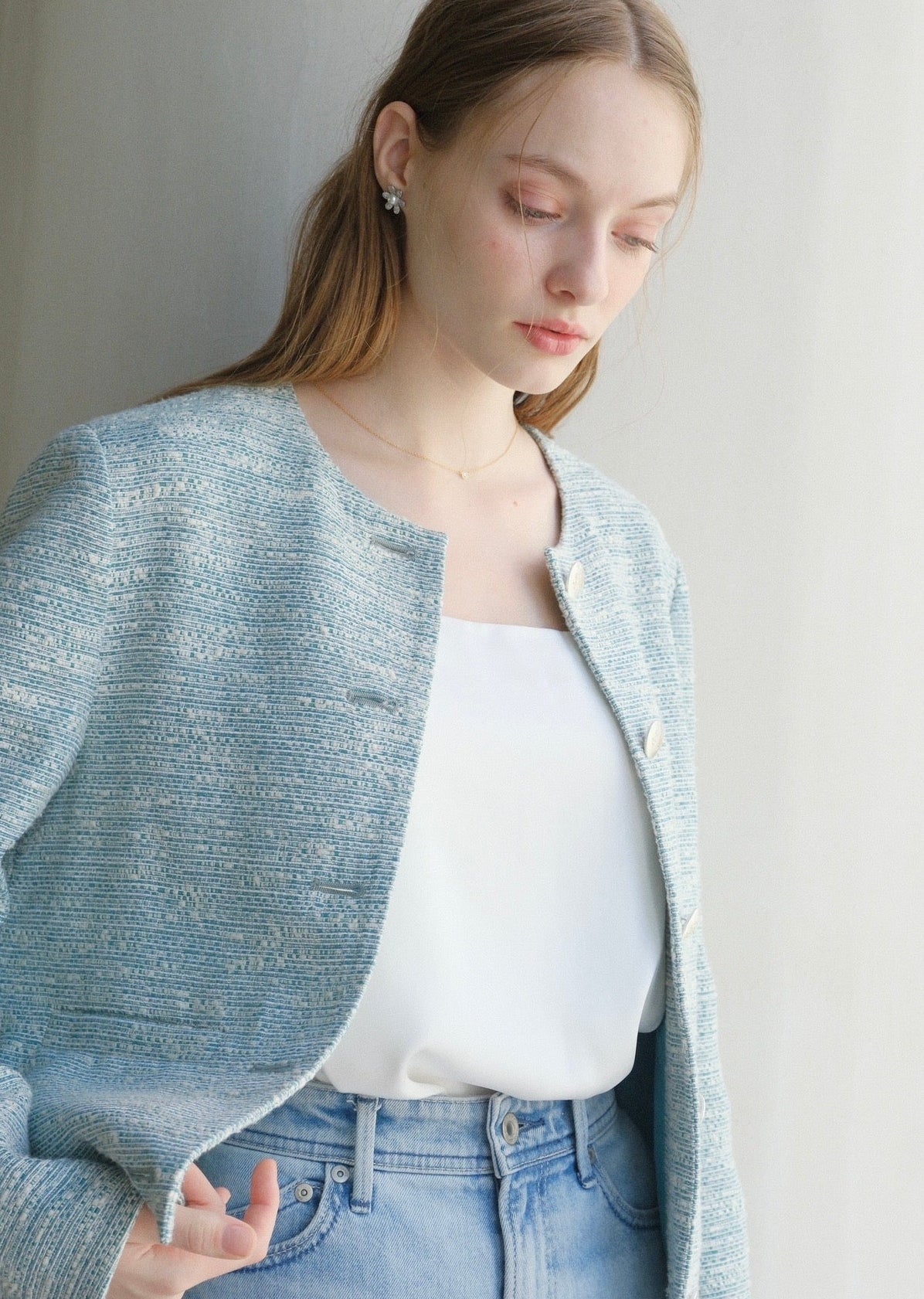【即納】 CARLA Tweed jacket / Green
