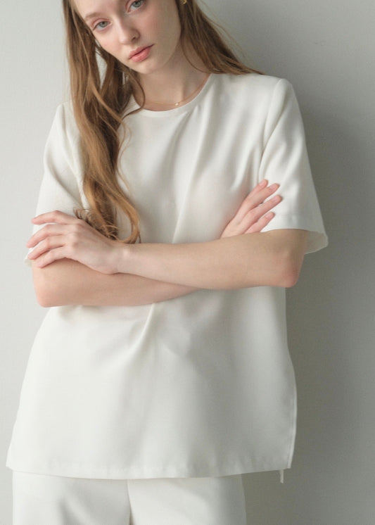 Lady shoulder T blouse / white