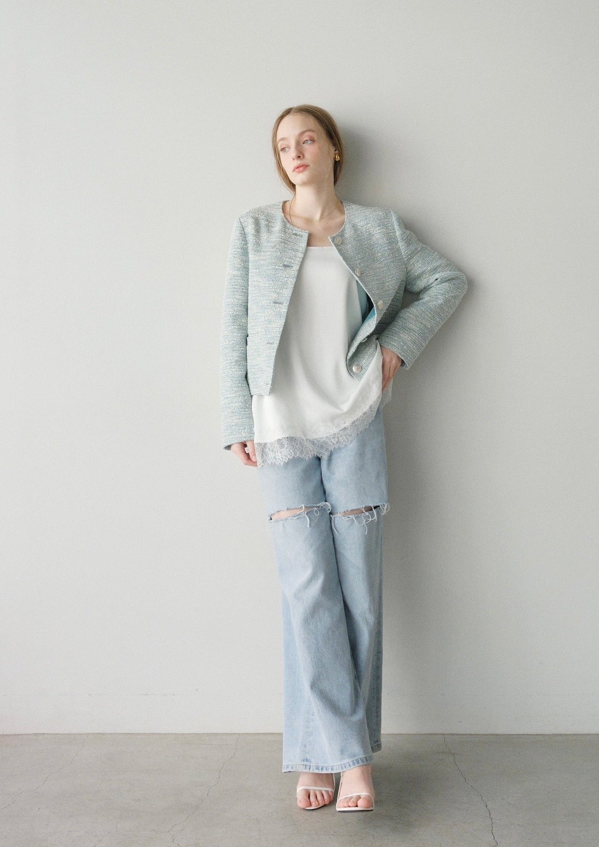【即納】 CARLA Tweed jacket / Green