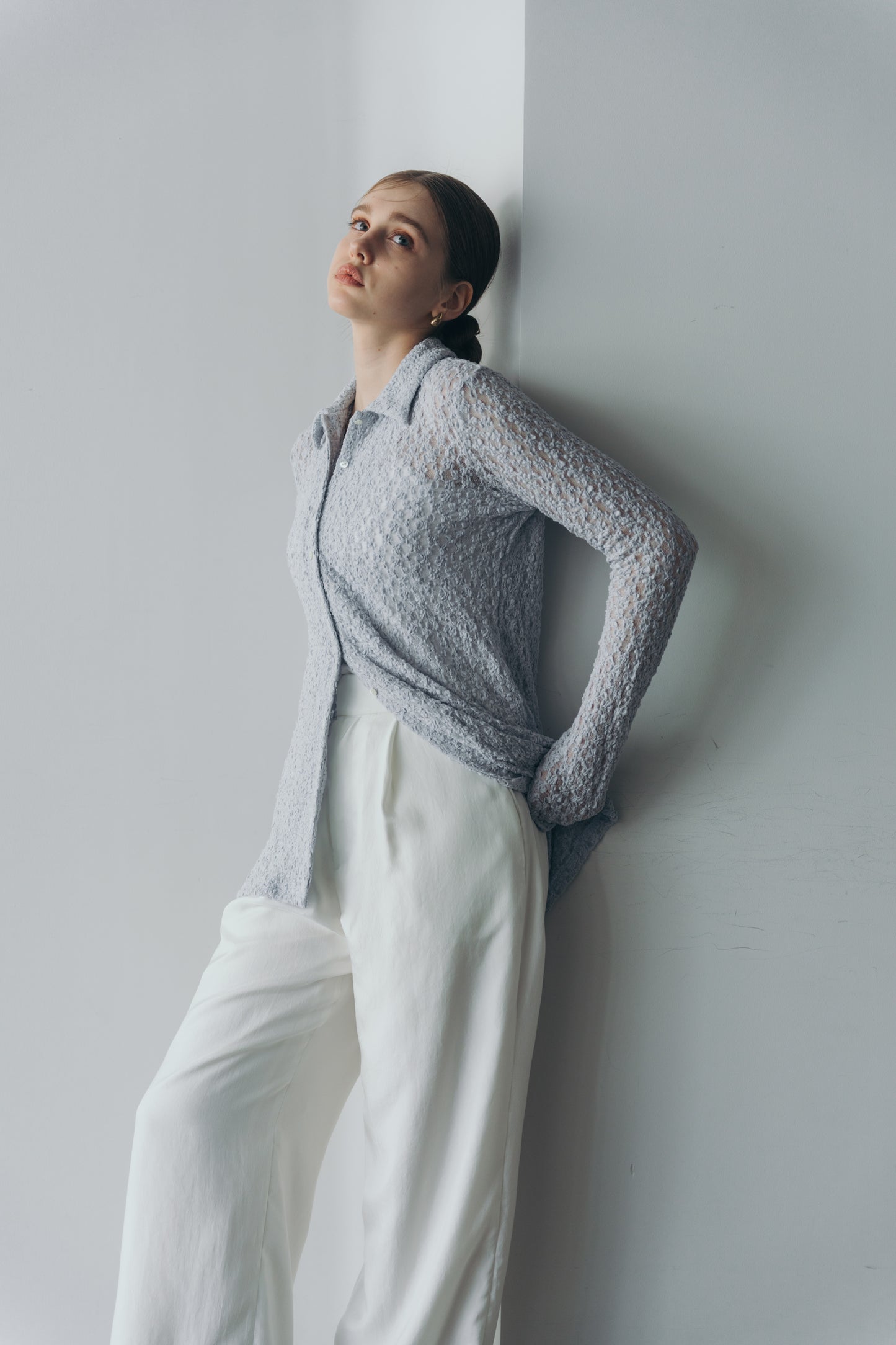 Lady lace shirt - Blue grey