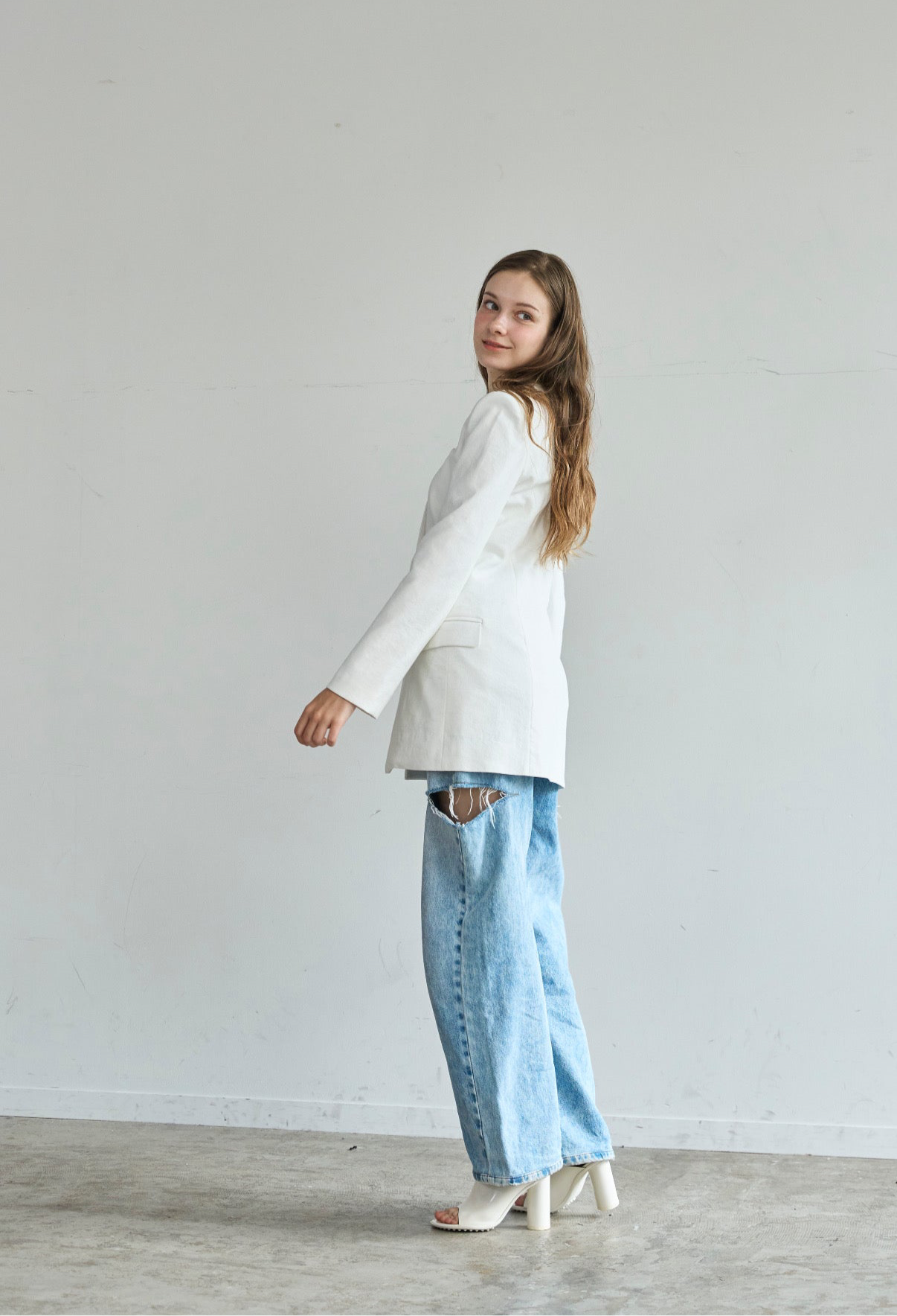 【即納】Lady handsome jacket（White）
