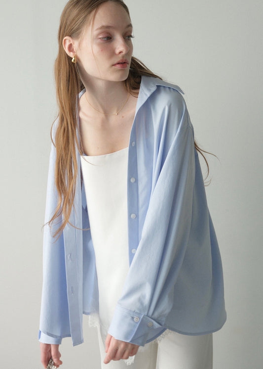 撥水 2way silky over shirt / pale blue