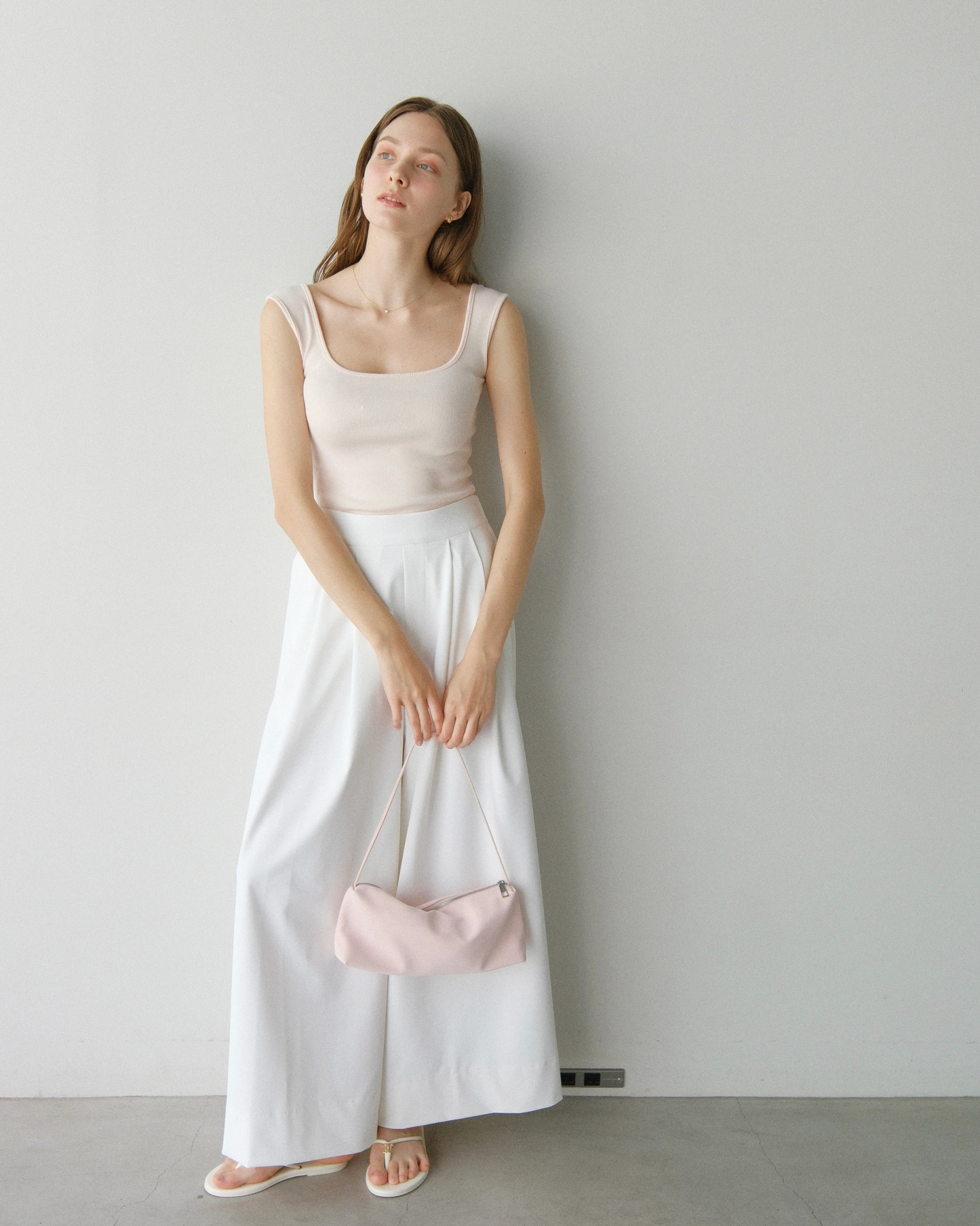 撥水wide pants - white