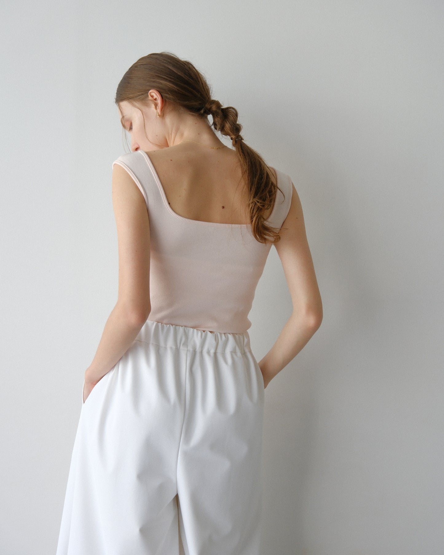 撥水wide pants - white