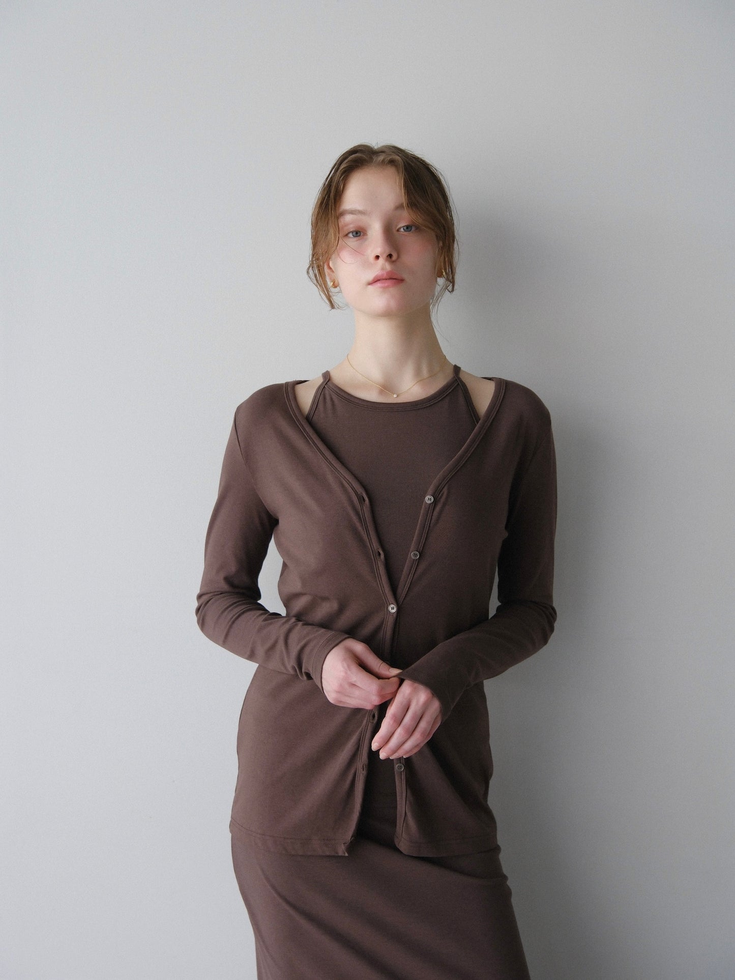 【coming soon】Lady cutsew 3piece -Brown