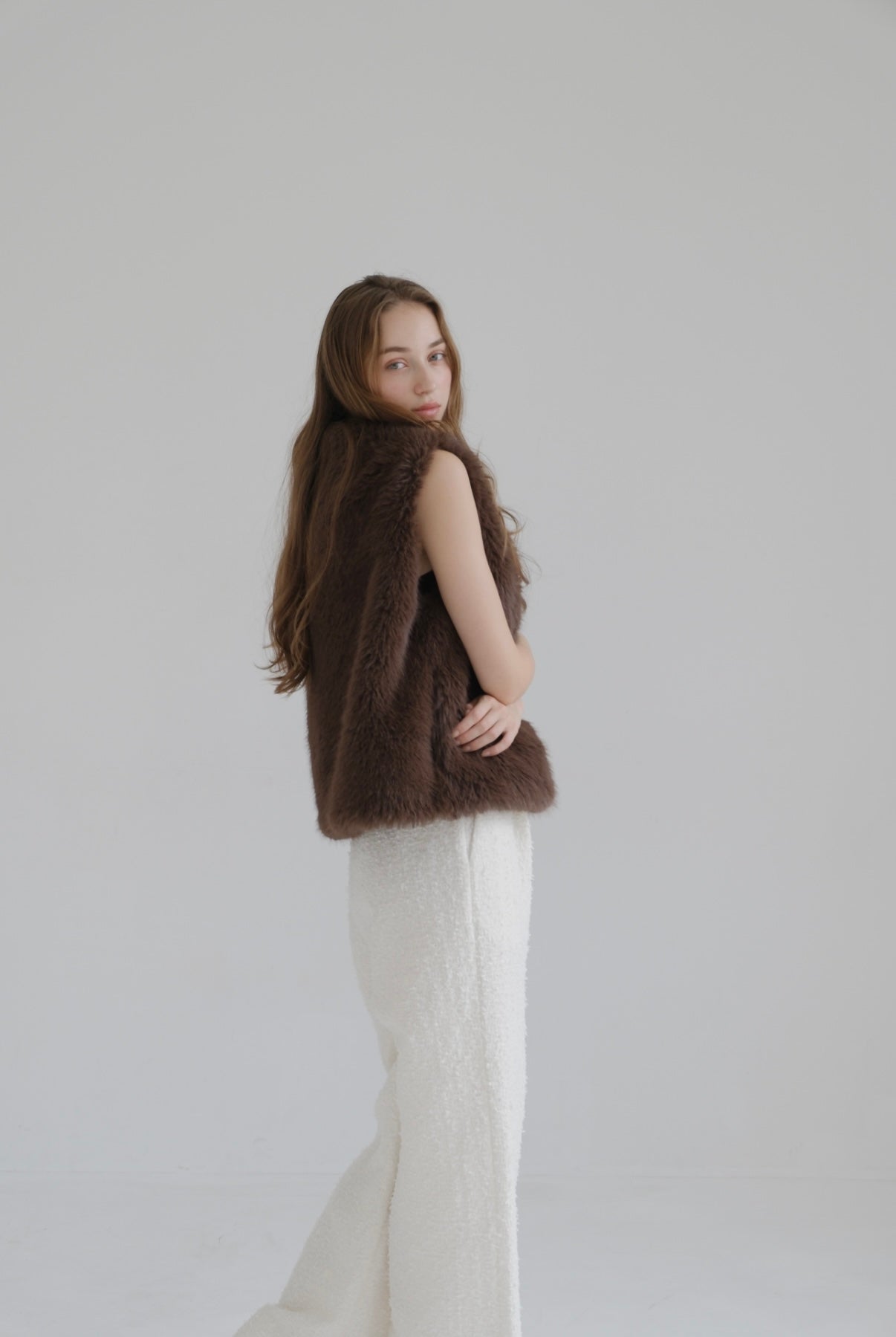 Eco fur vest / brown