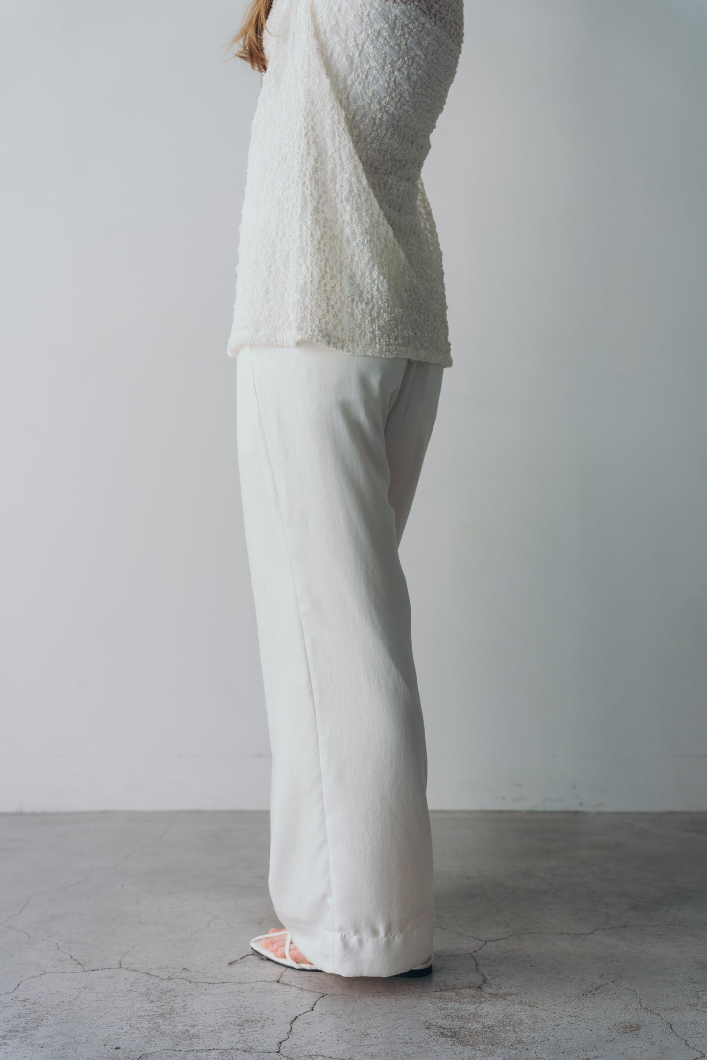 Satin wide pants - White