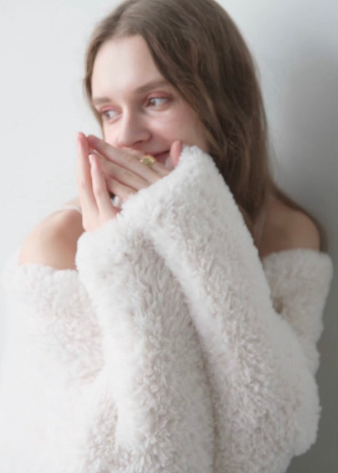 Eco fur knit cardigan