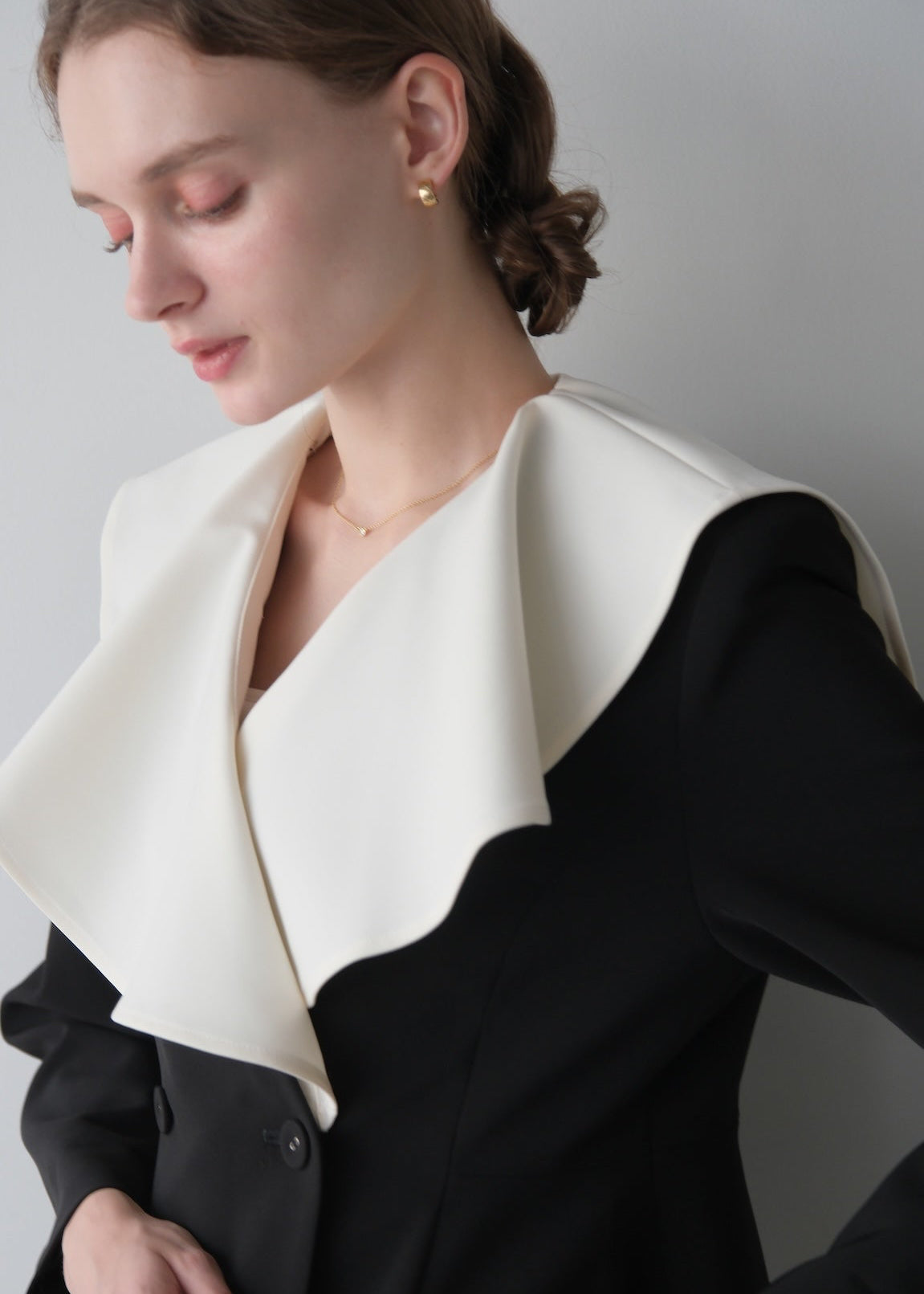 【Pre order】 Ruffle 2way Peplum Jacket -Black