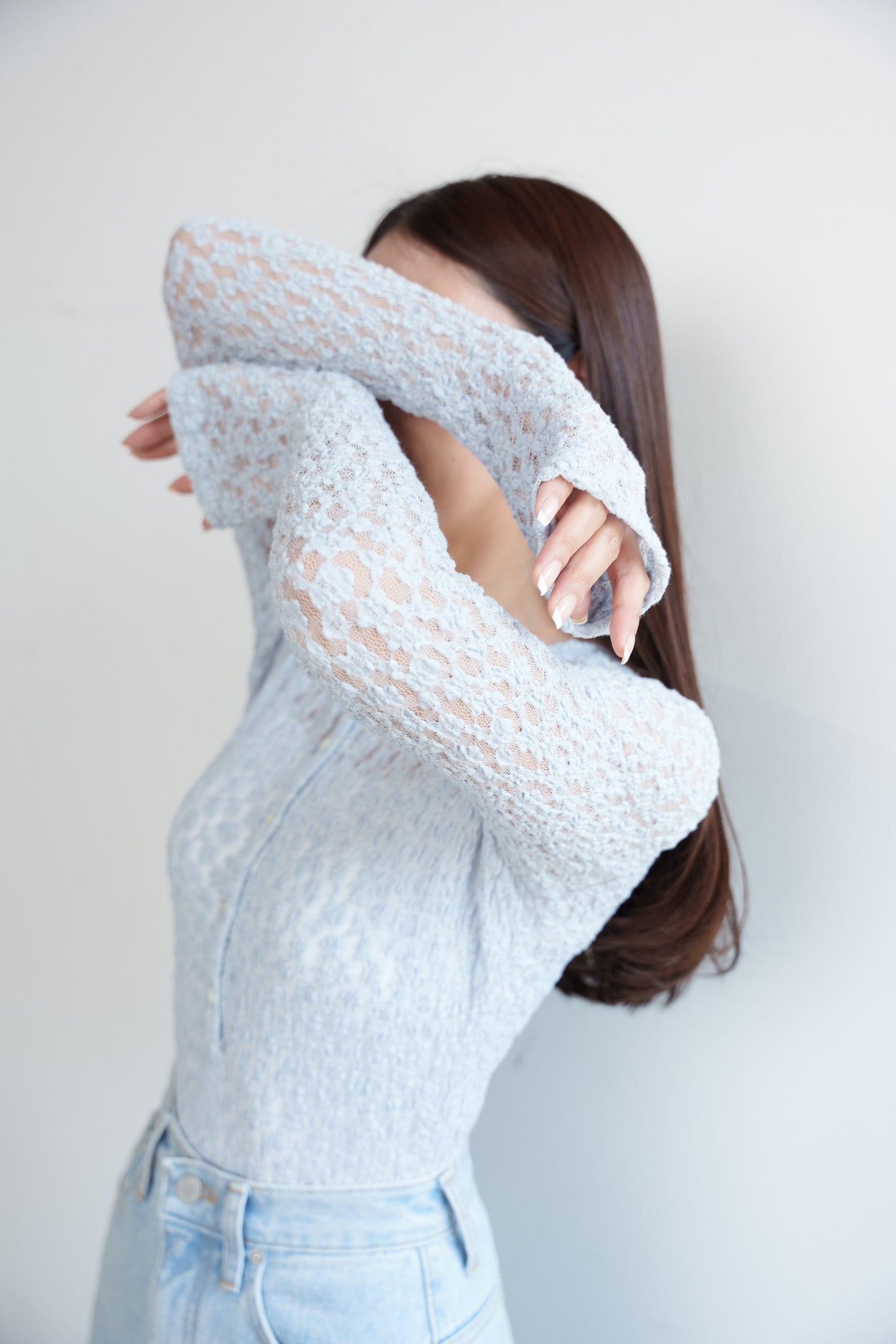 Lace body suit - Blue gray