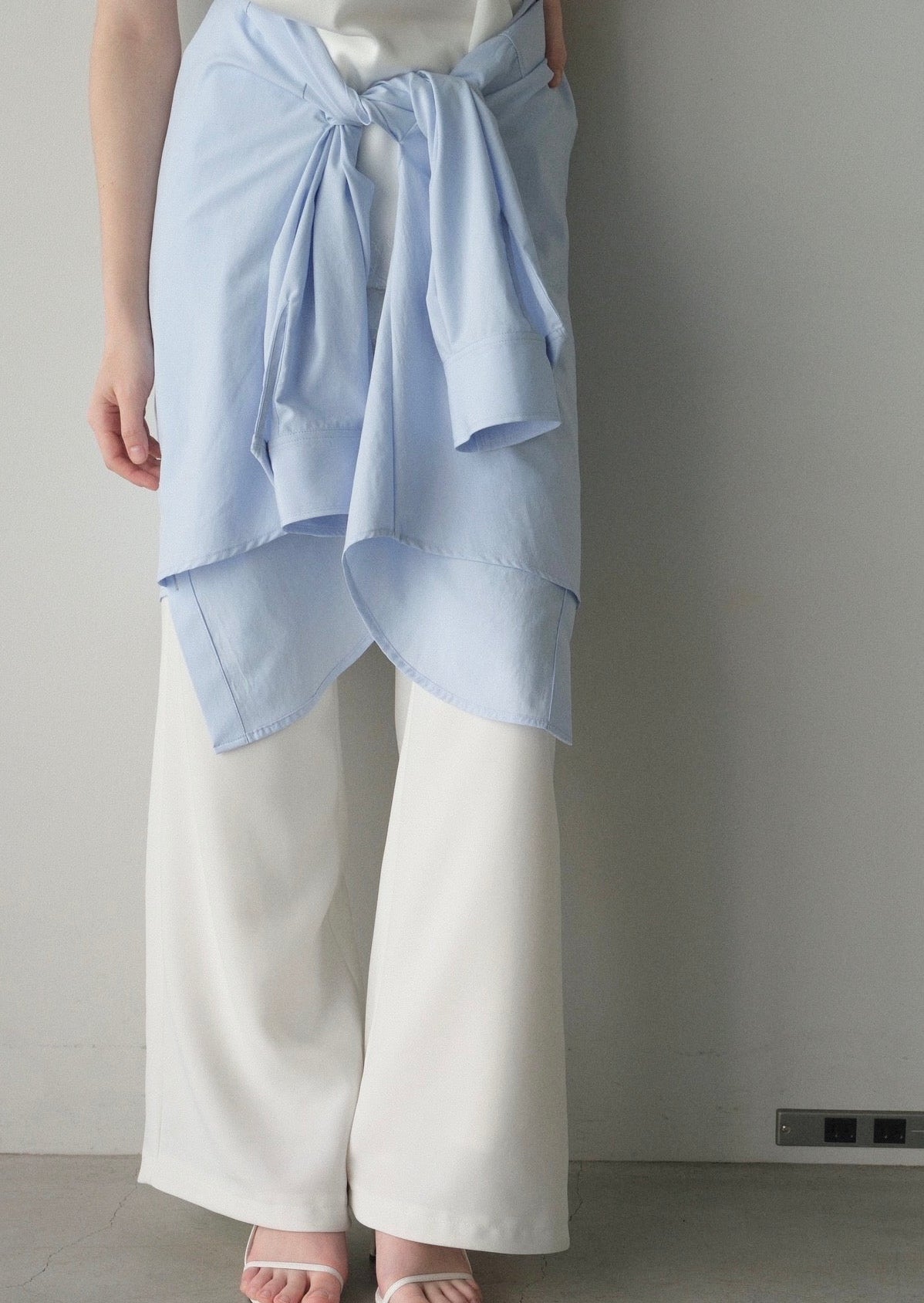 撥水 2way silky over shirt / pale blue