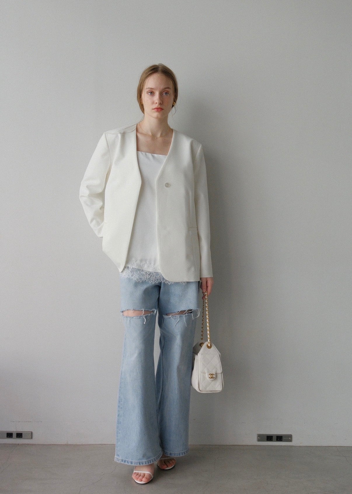 Lady organdy layered jacket / white