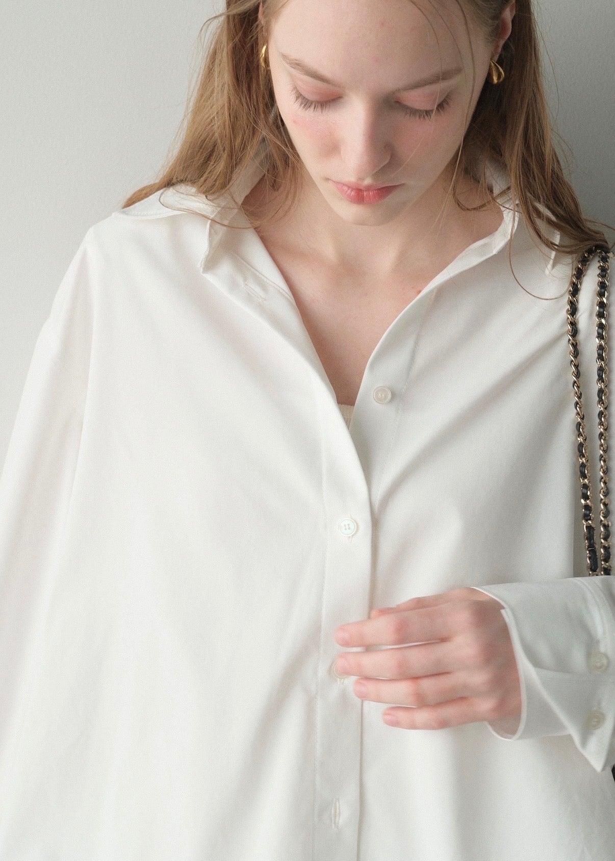 撥水 2way silky over shirt / white