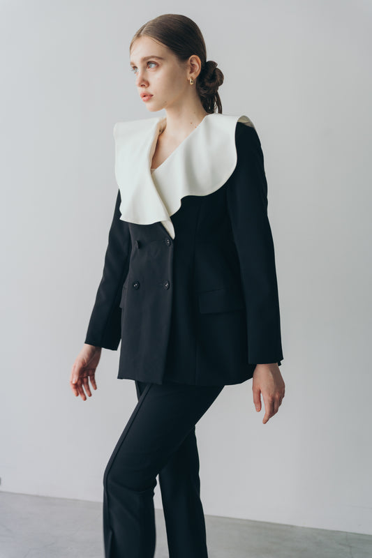 Ruffle 2way Peplum Jacket -Black