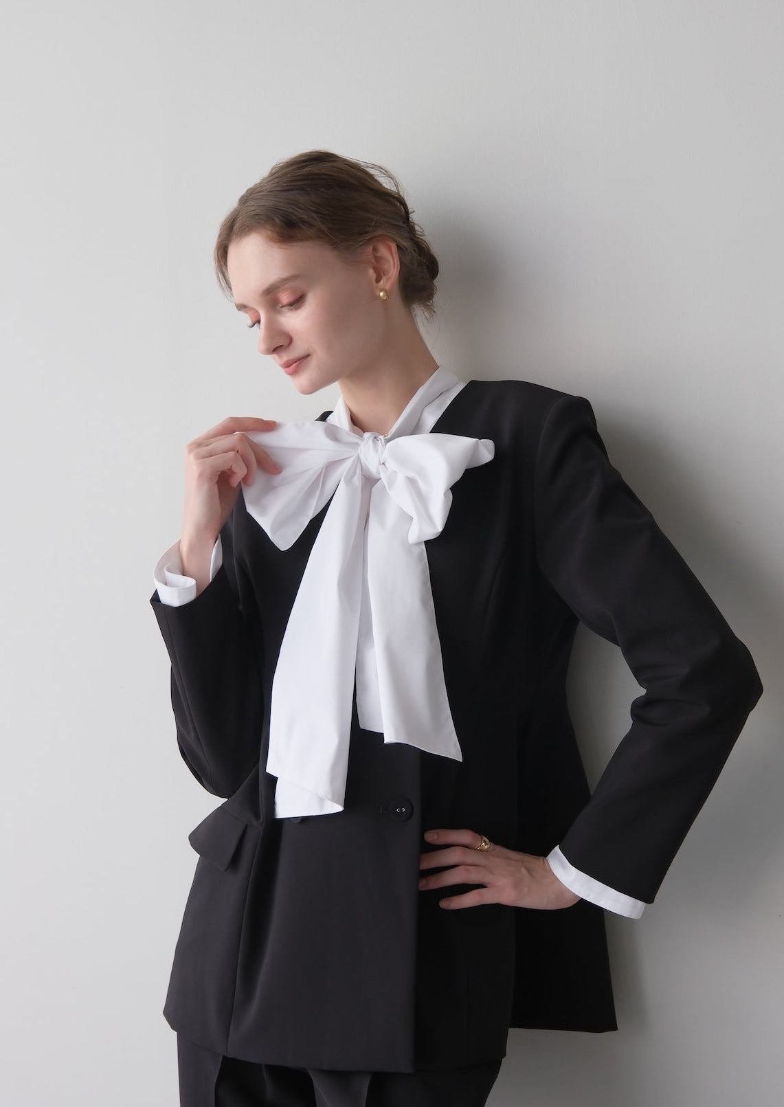 【Pre order】 Ruffle 2way Peplum Jacket -Navy