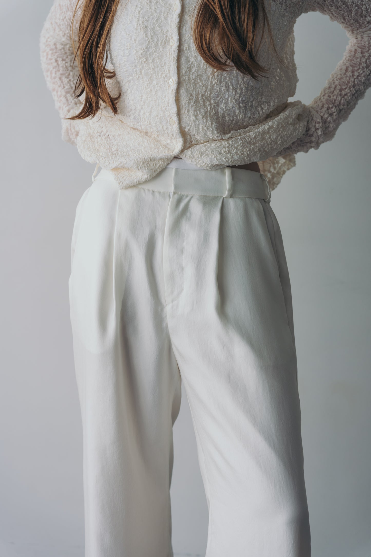 Satin wide pants - White