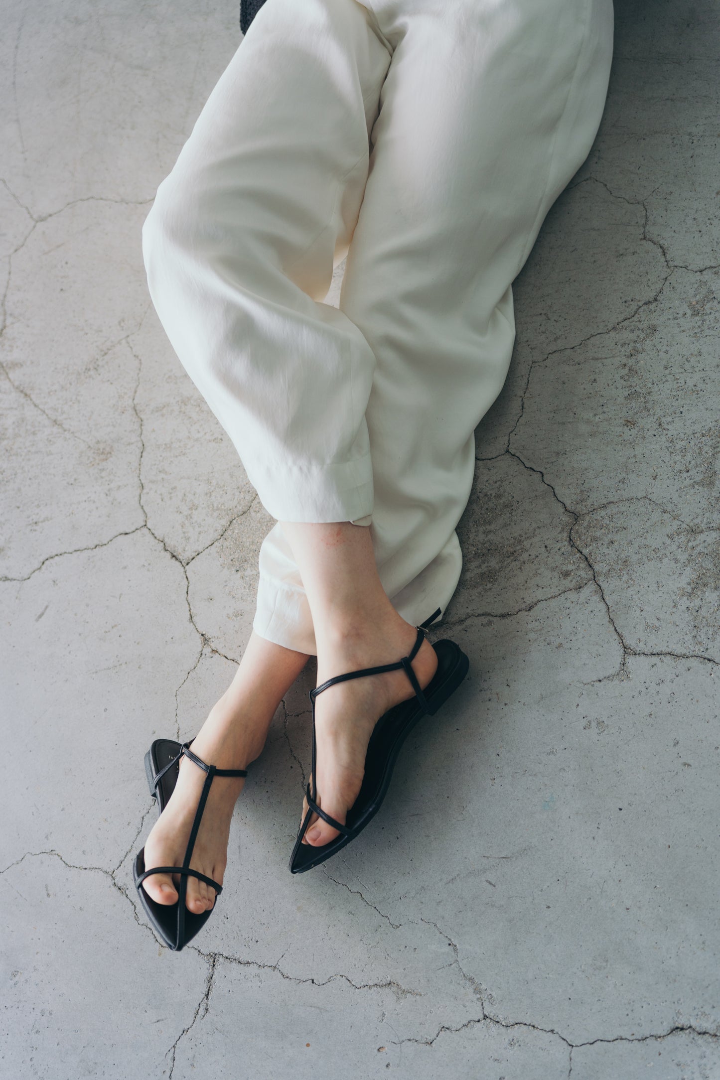 Satin wide pants - White