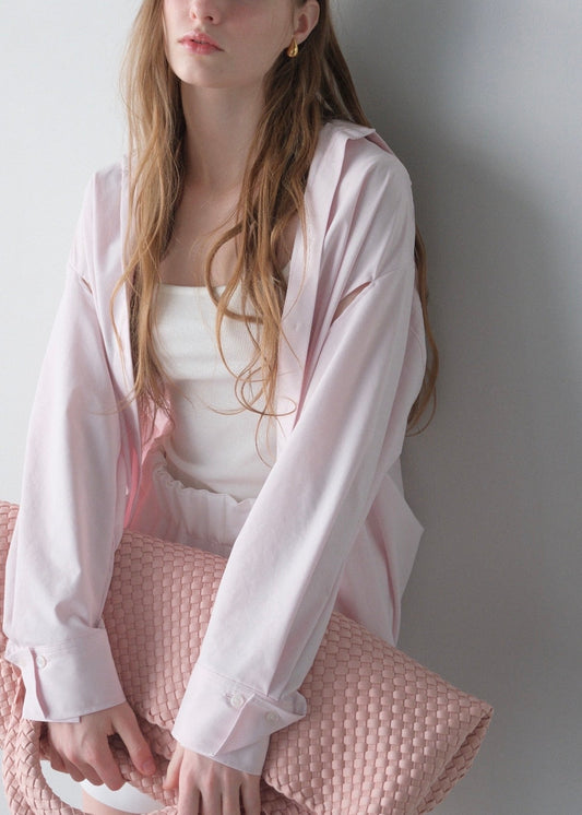 撥水 2way silky over shirt / baby pink