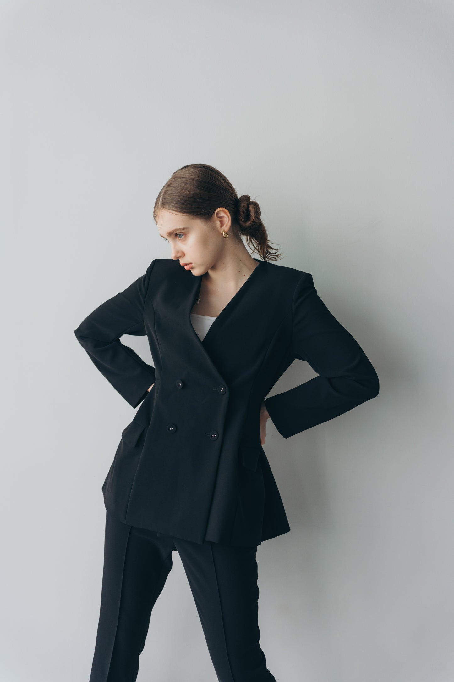 Ruffle 2way Peplum Jacket -Black