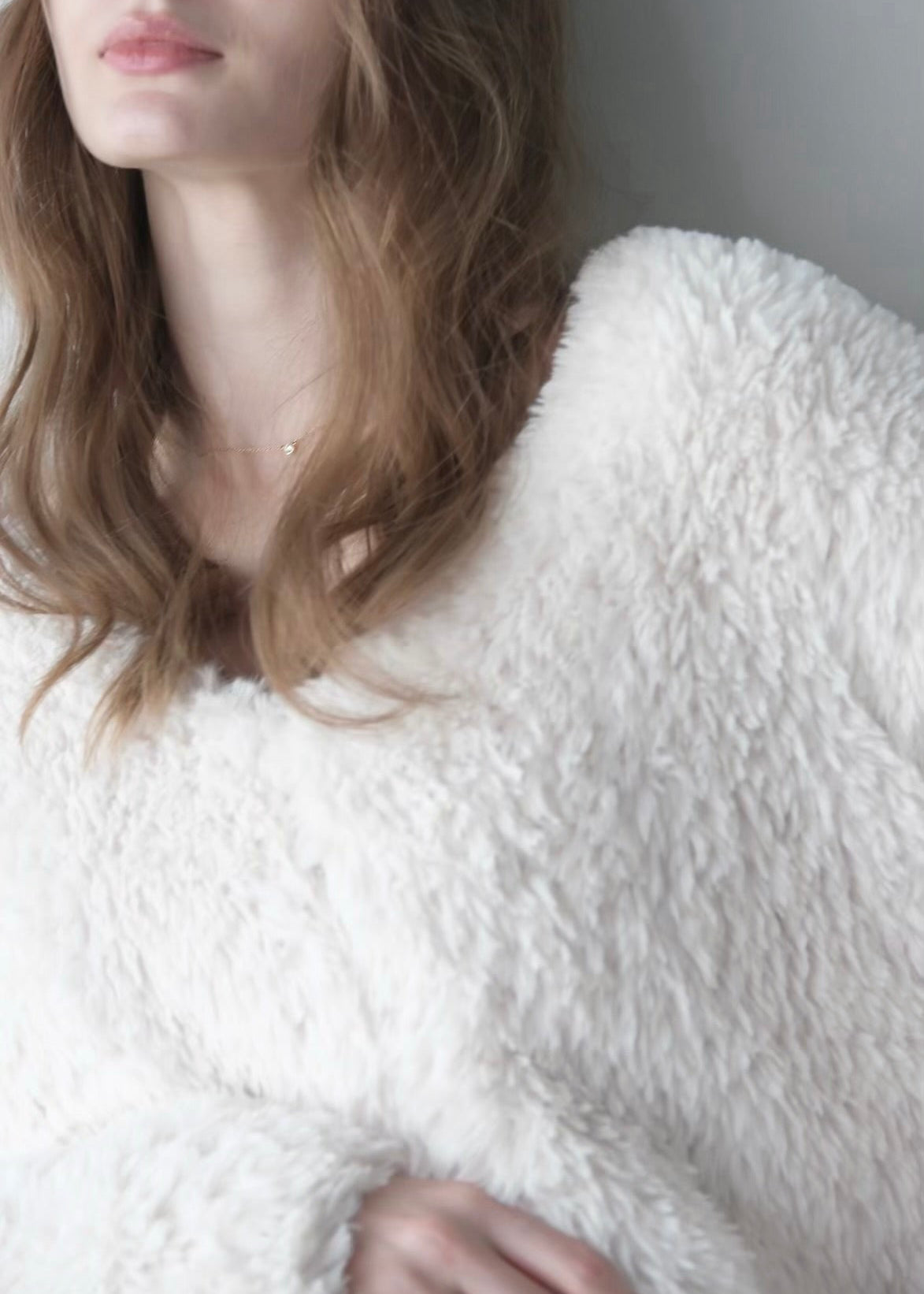 Eco fur knit cardigan