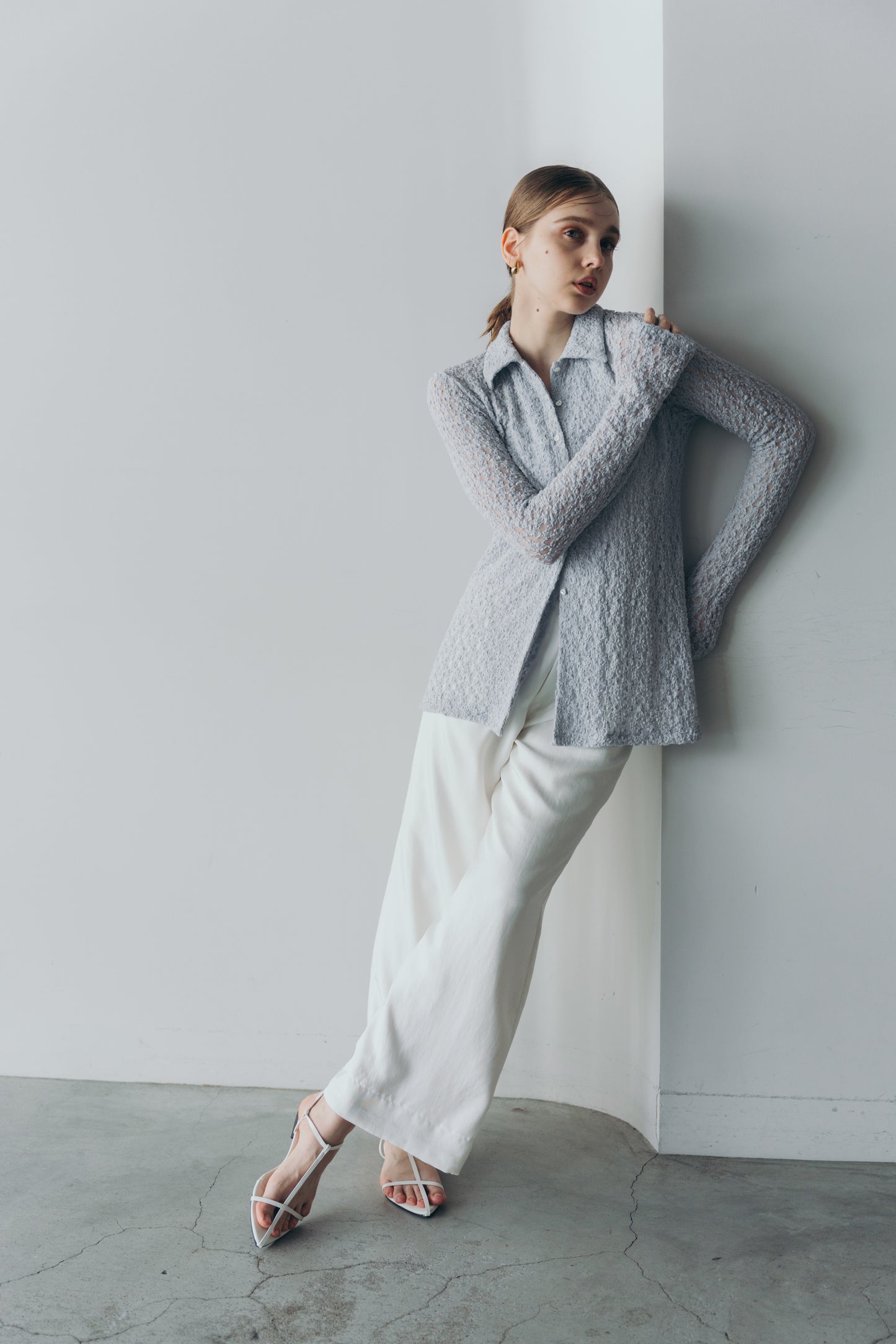 Lady lace shirt - Blue grey