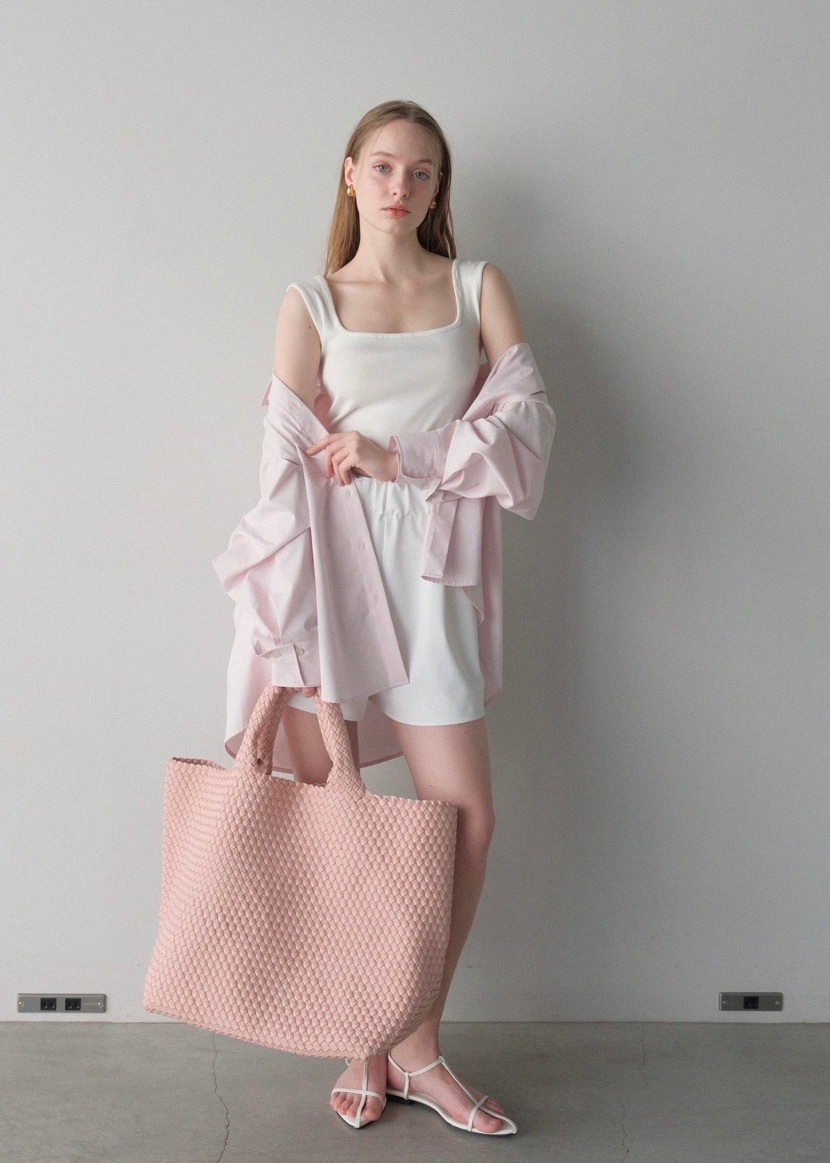【2nd Pre order】撥水 2way silky over shirt / baby pink