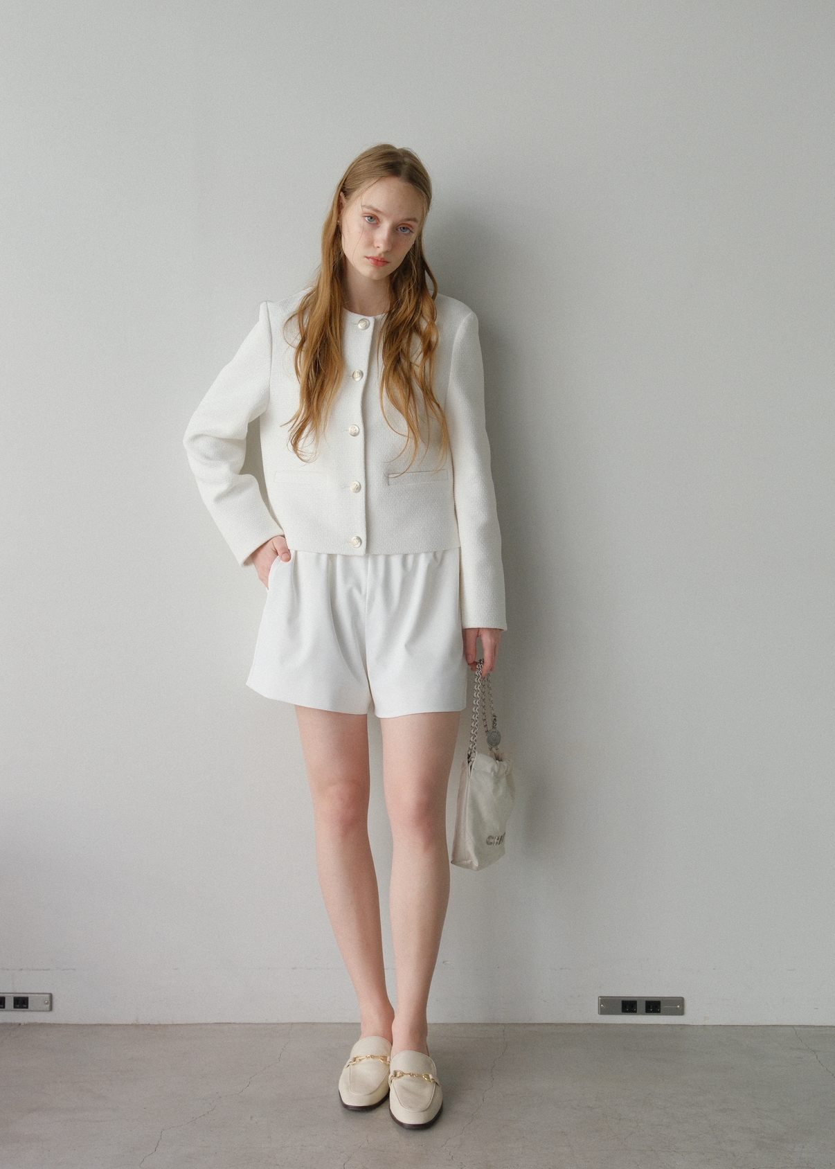 【即納】 CARLA Tweed jacket / White