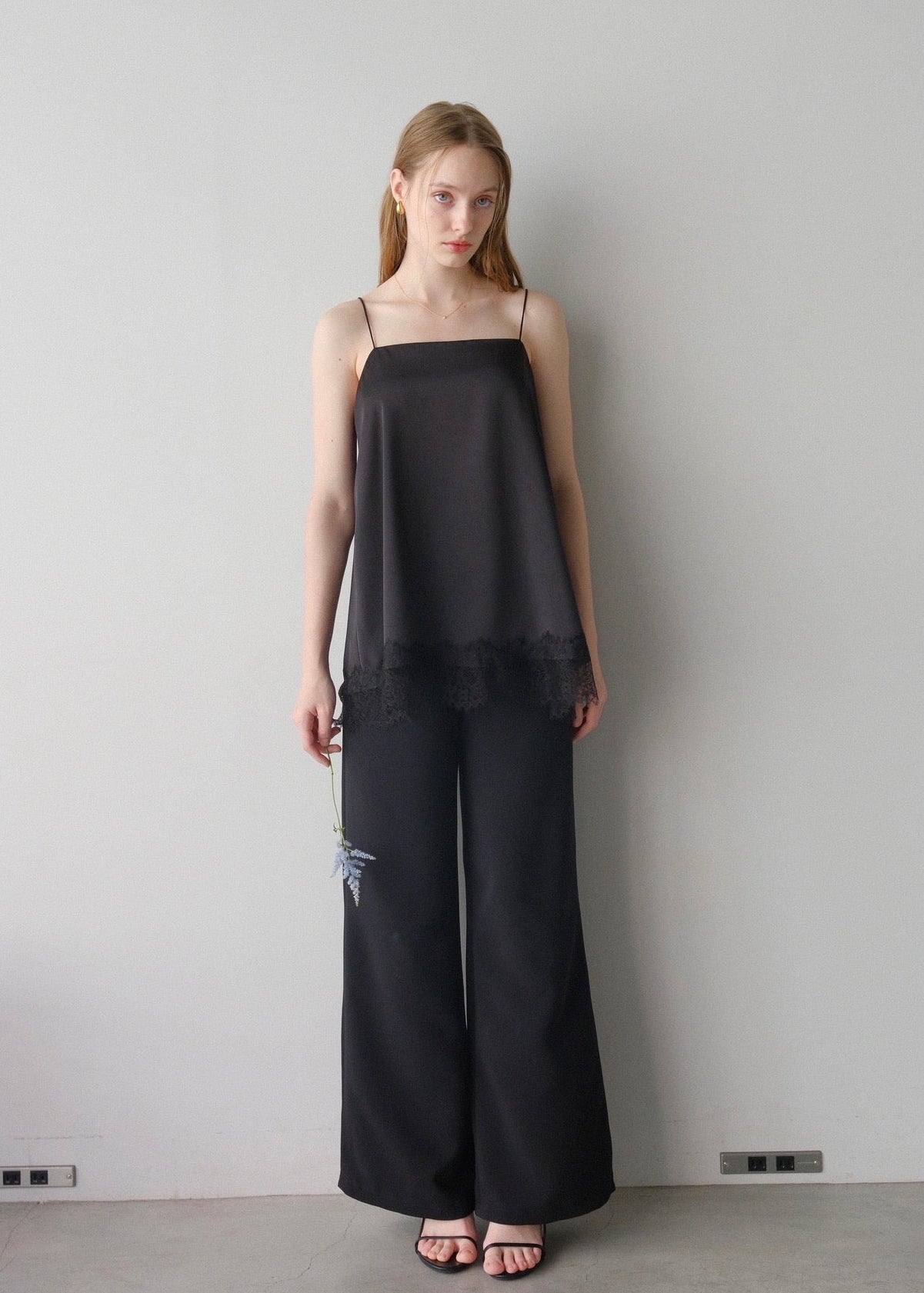 Satin lace camisole /Black