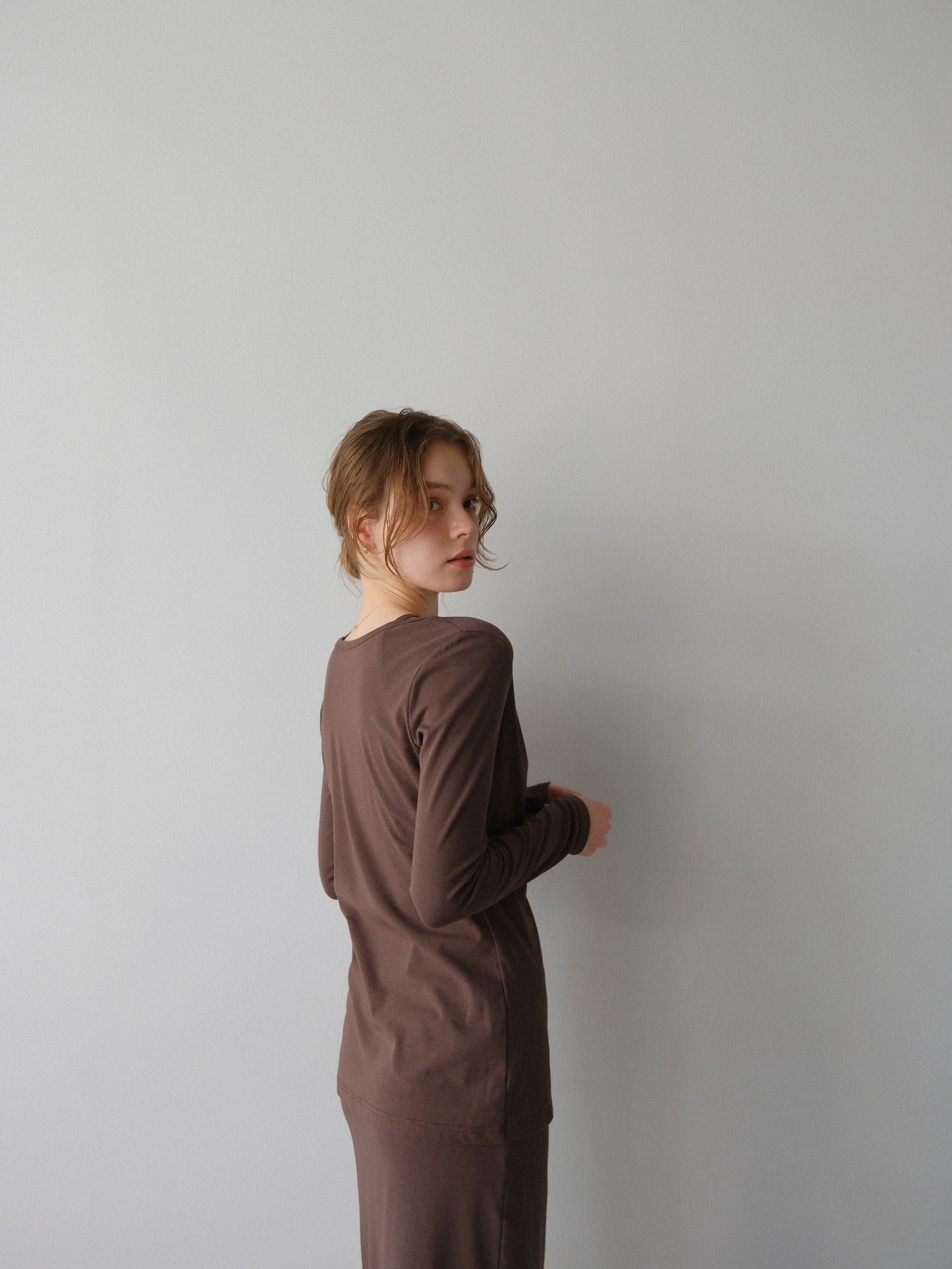 【coming soon】Lady cutsew 3piece -Brown