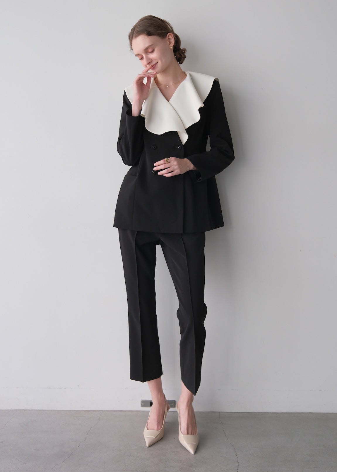 【Pre order】 Ruffle 2way Peplum Jacket -Black
