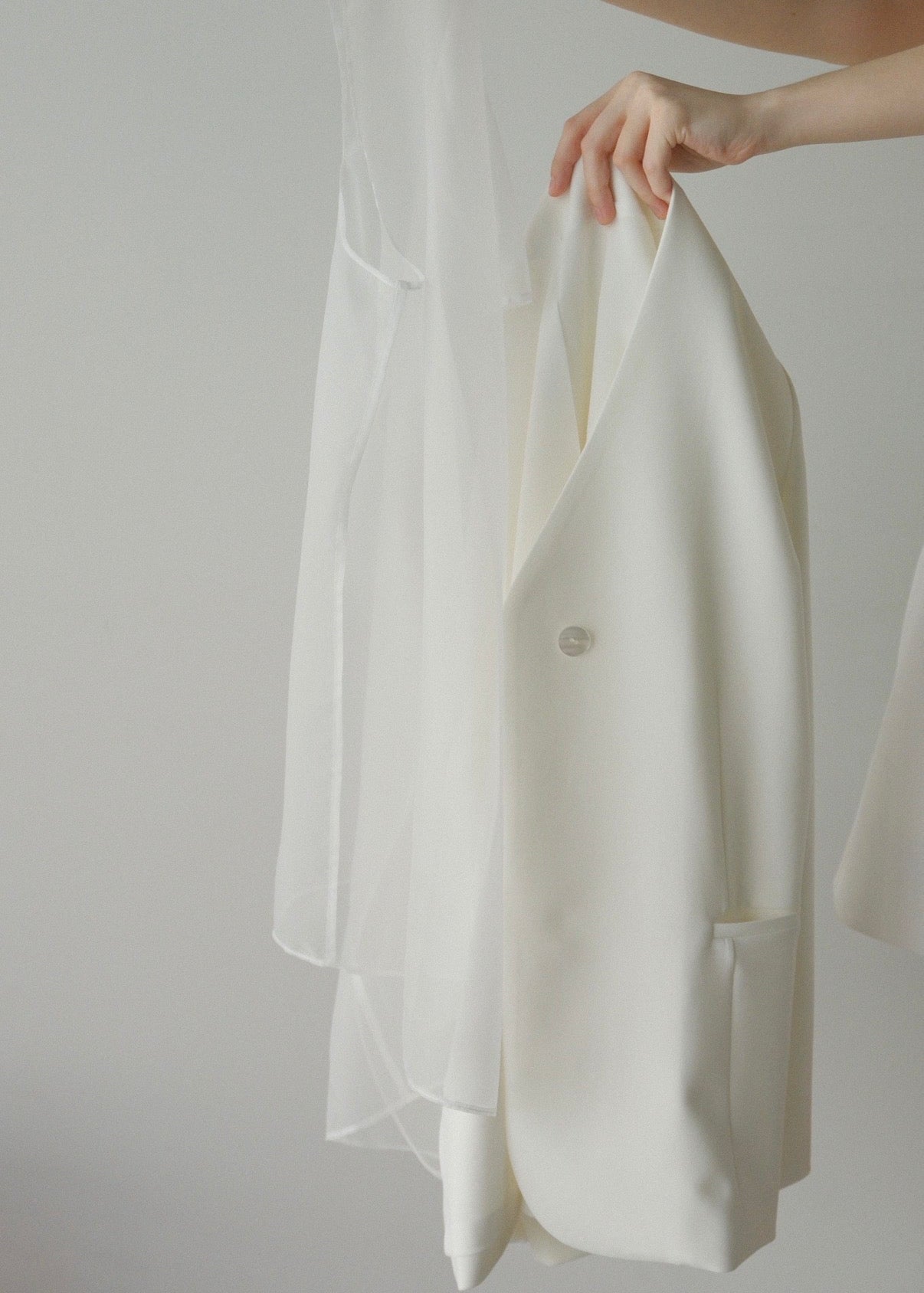 Lady organdy layered jacket / white