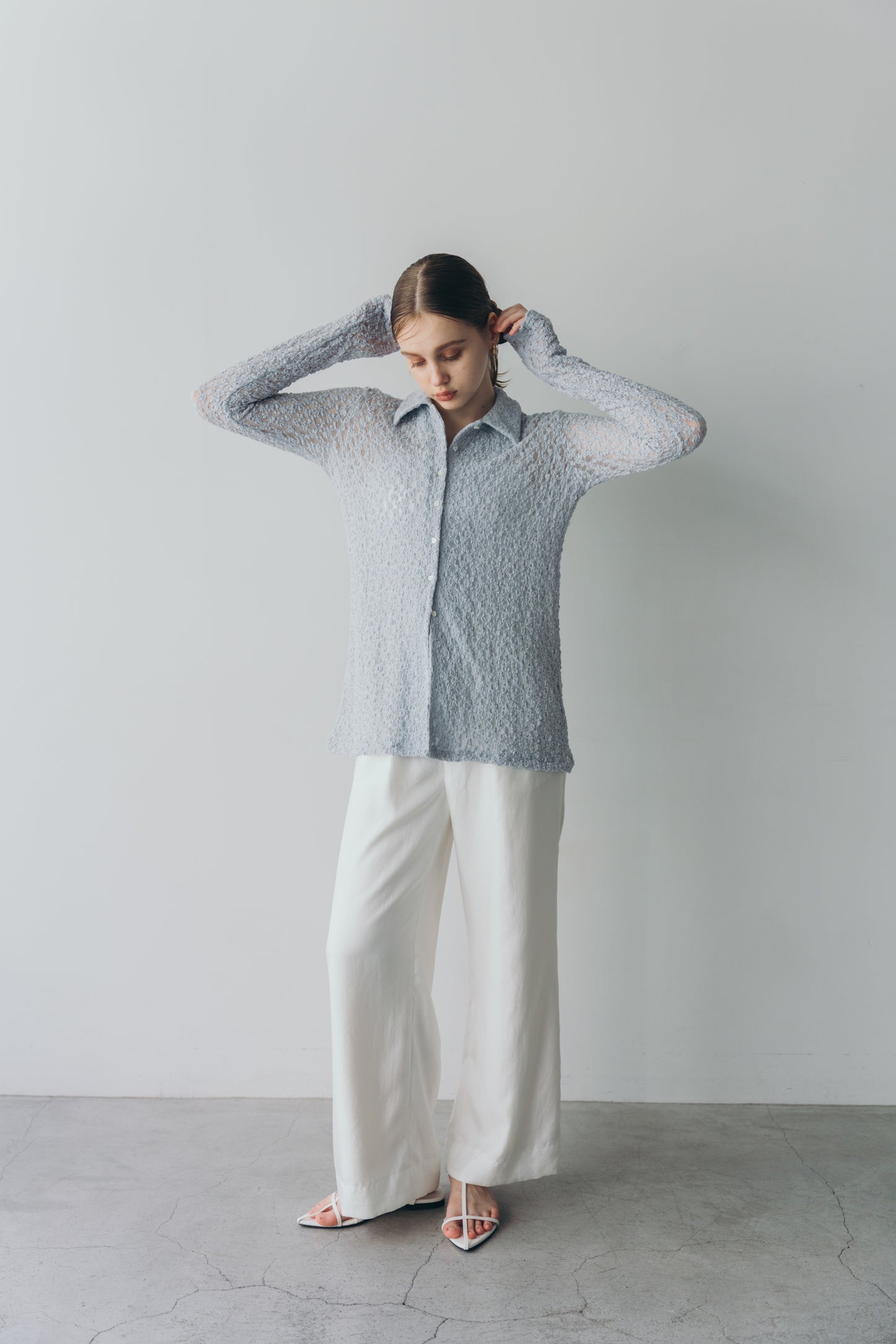 Lady lace shirt - Blue grey