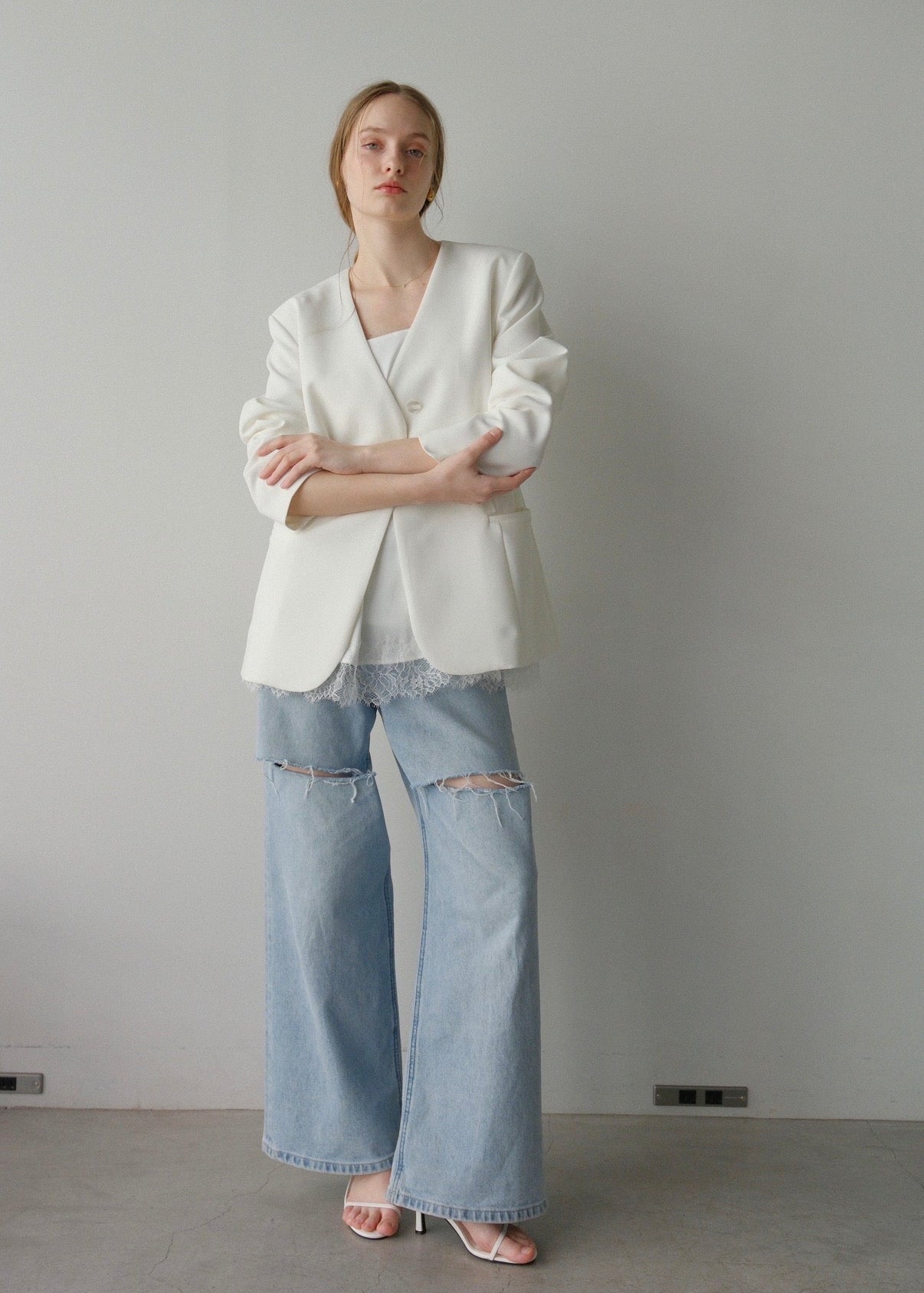 Lady organdy layered jacket / white