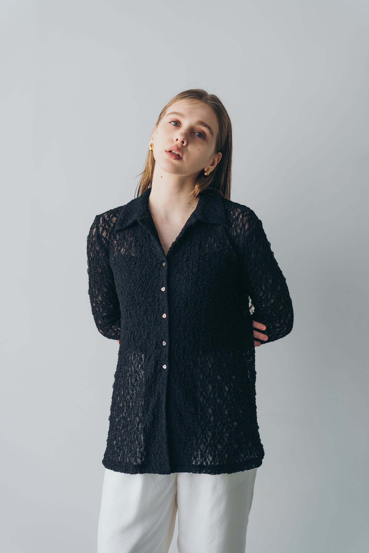 Lady lace shirt - Black