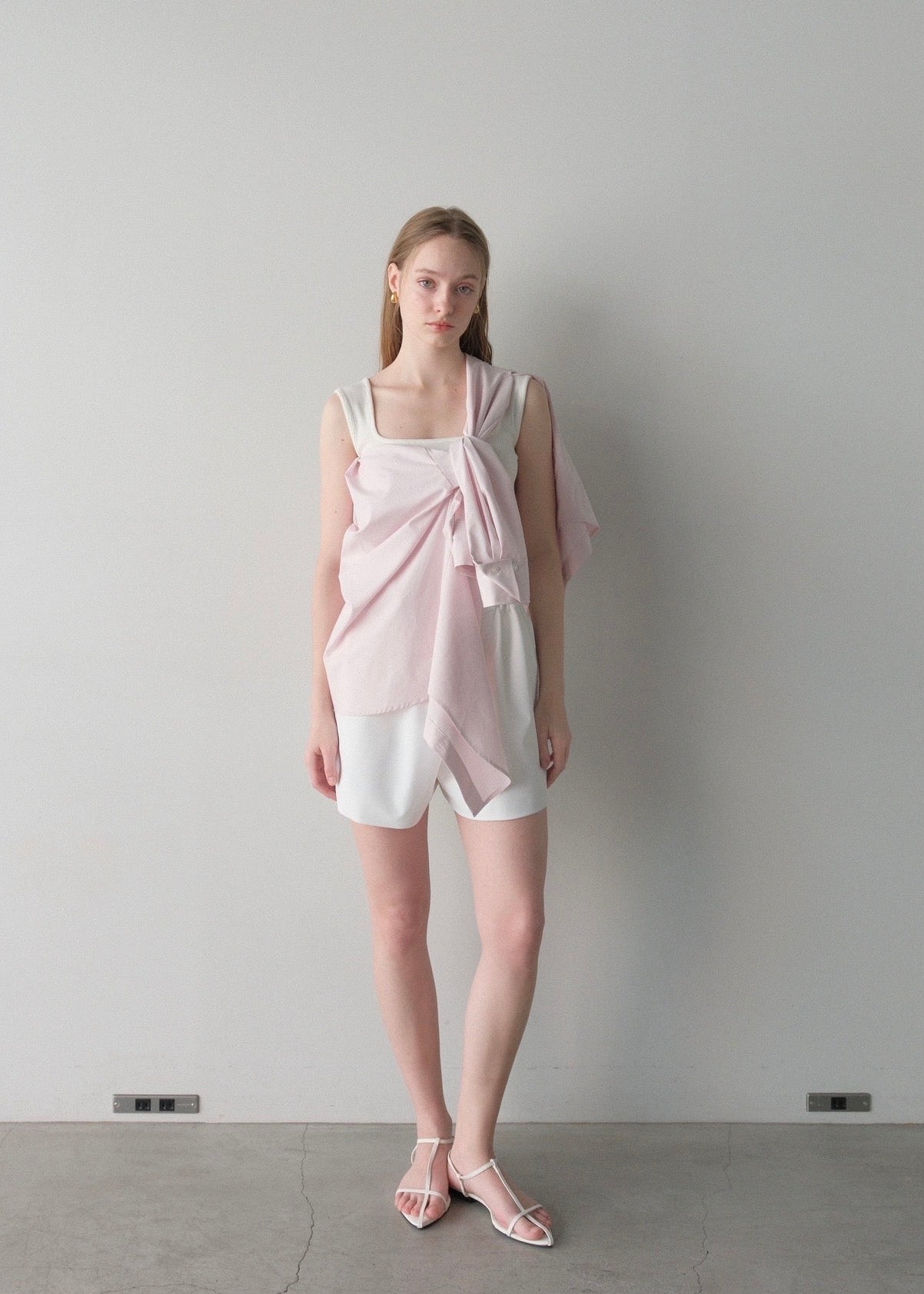 【2nd Pre order】撥水 2way silky over shirt / baby pink