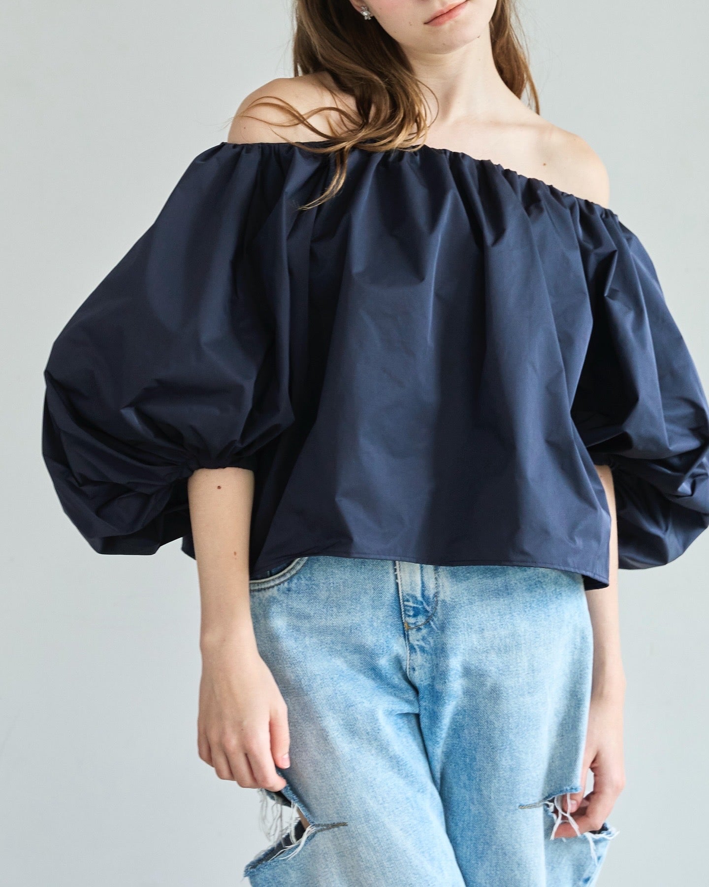 【予約】Otona whip off shoulder(Navy)