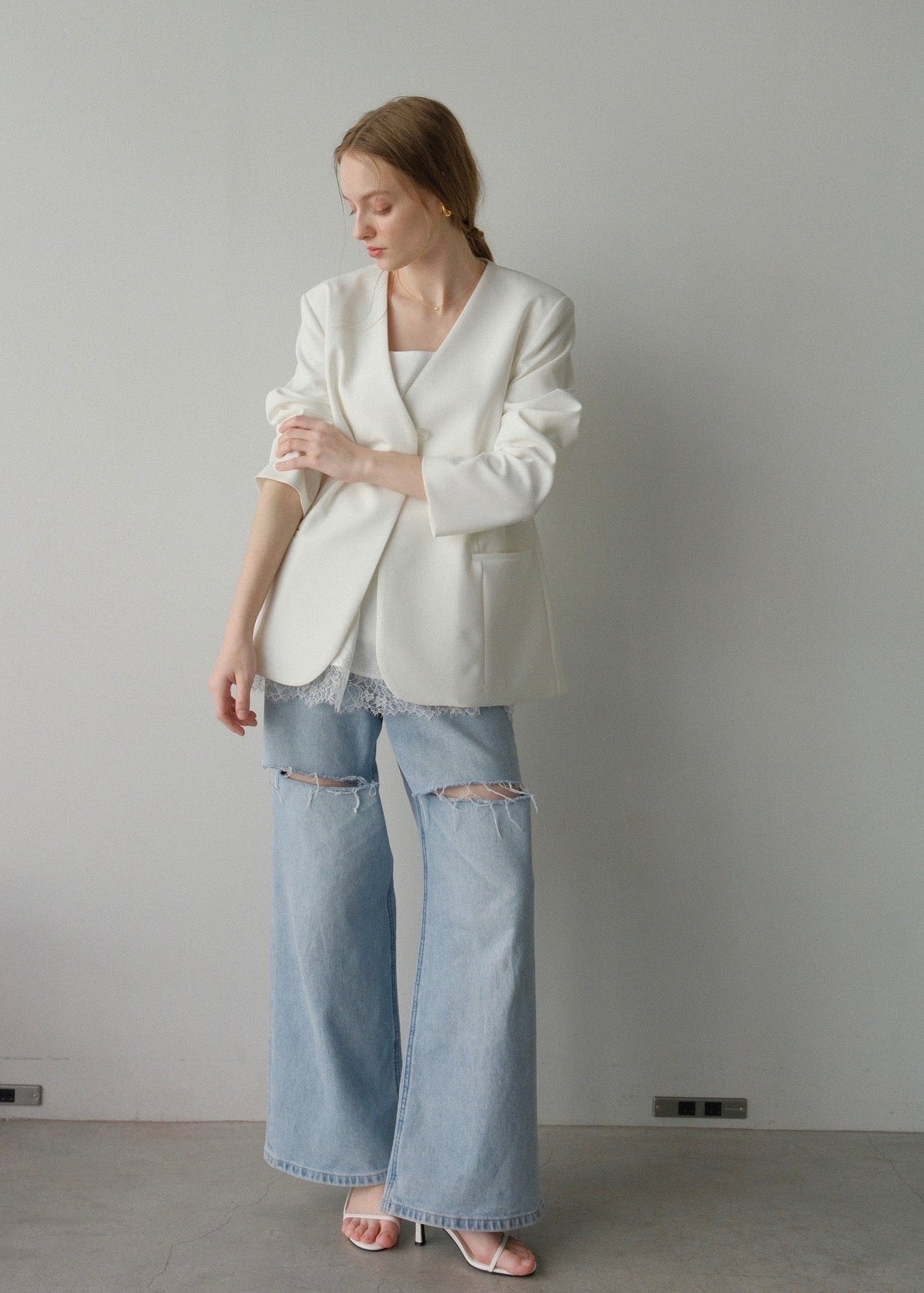Lady organdy layered jacket / white