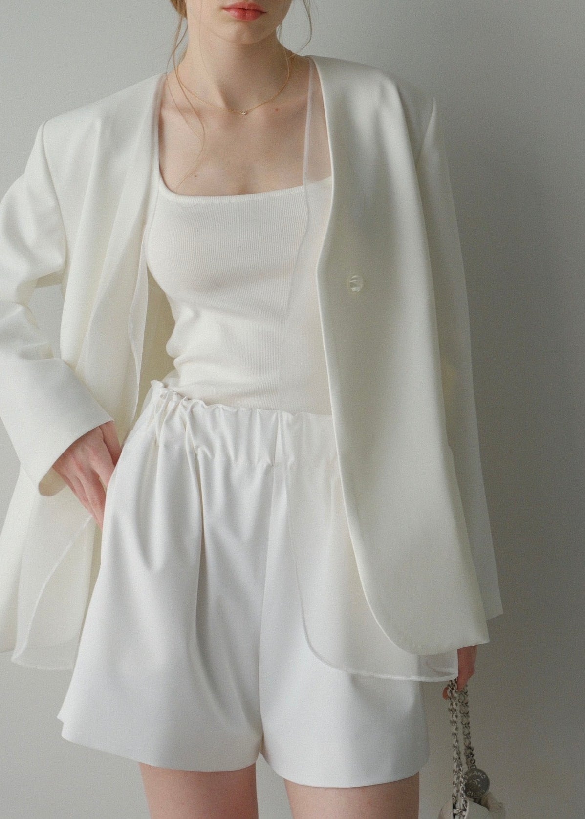 Lady organdy layered jacket / white