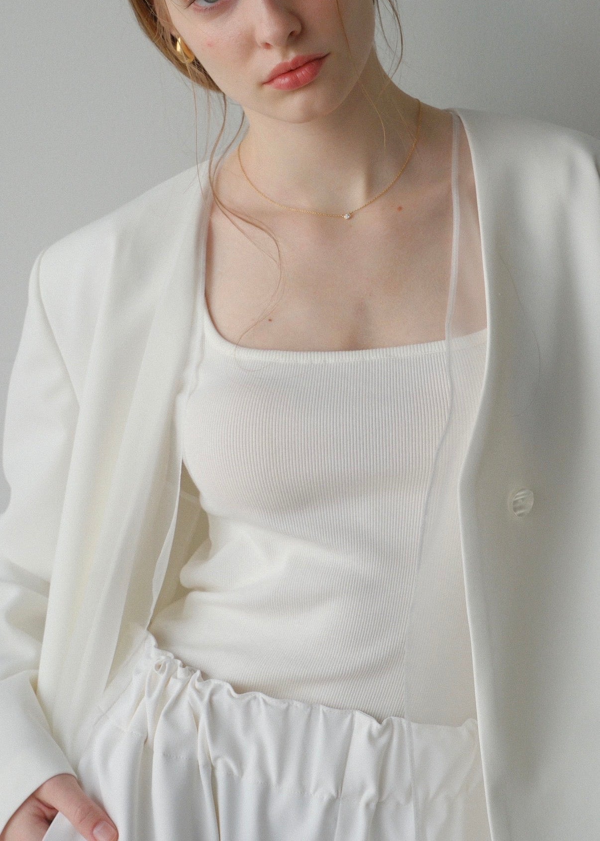 Lady organdy layered jacket / white