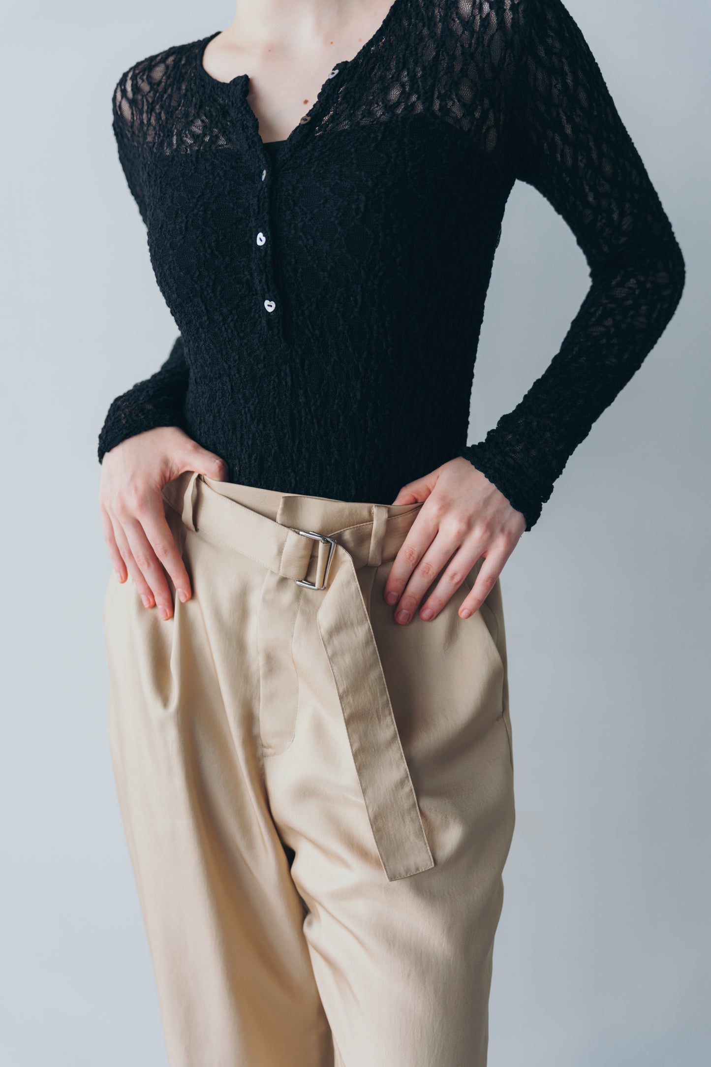 Satin wide pants - beige