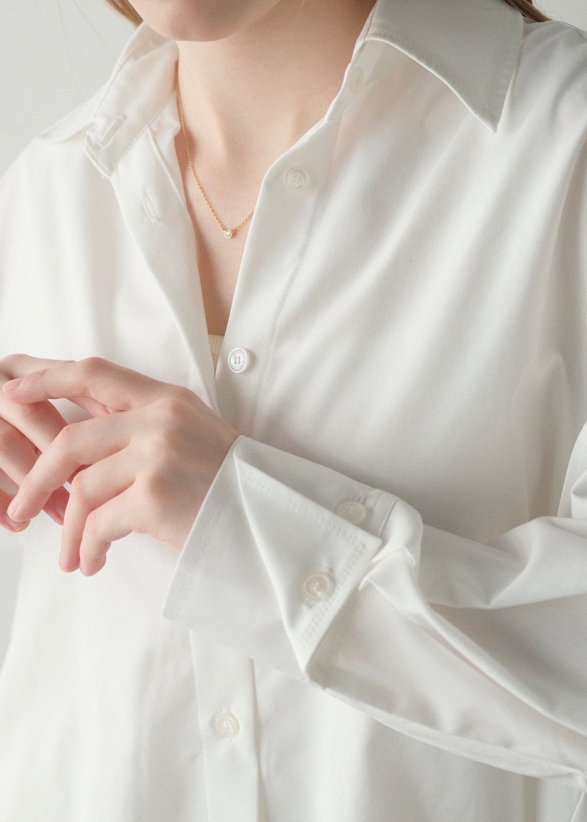 撥水 2way silky over shirt / white