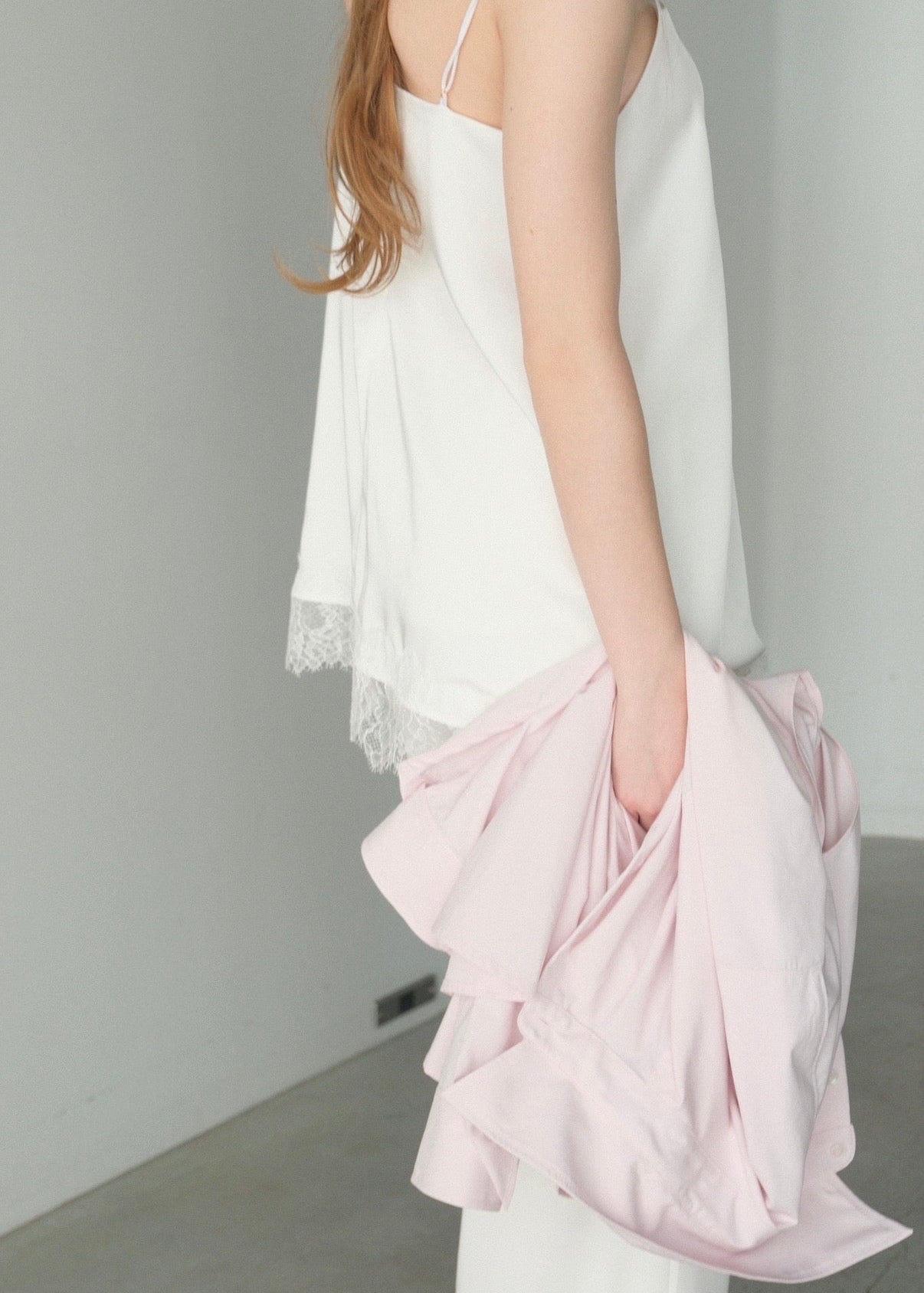 【2nd Pre order】撥水 2way silky over shirt / baby pink