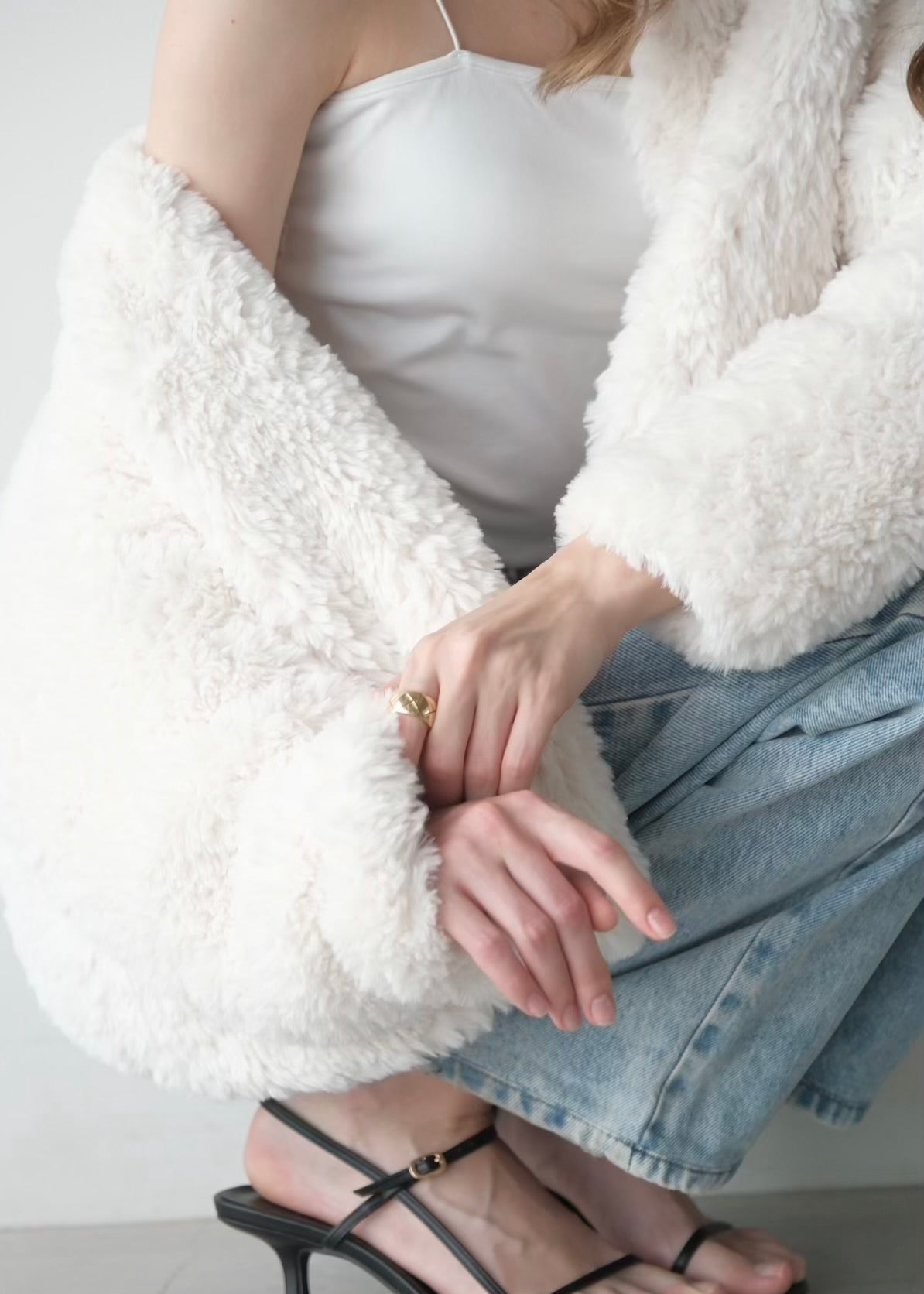 Eco fur knit cardigan